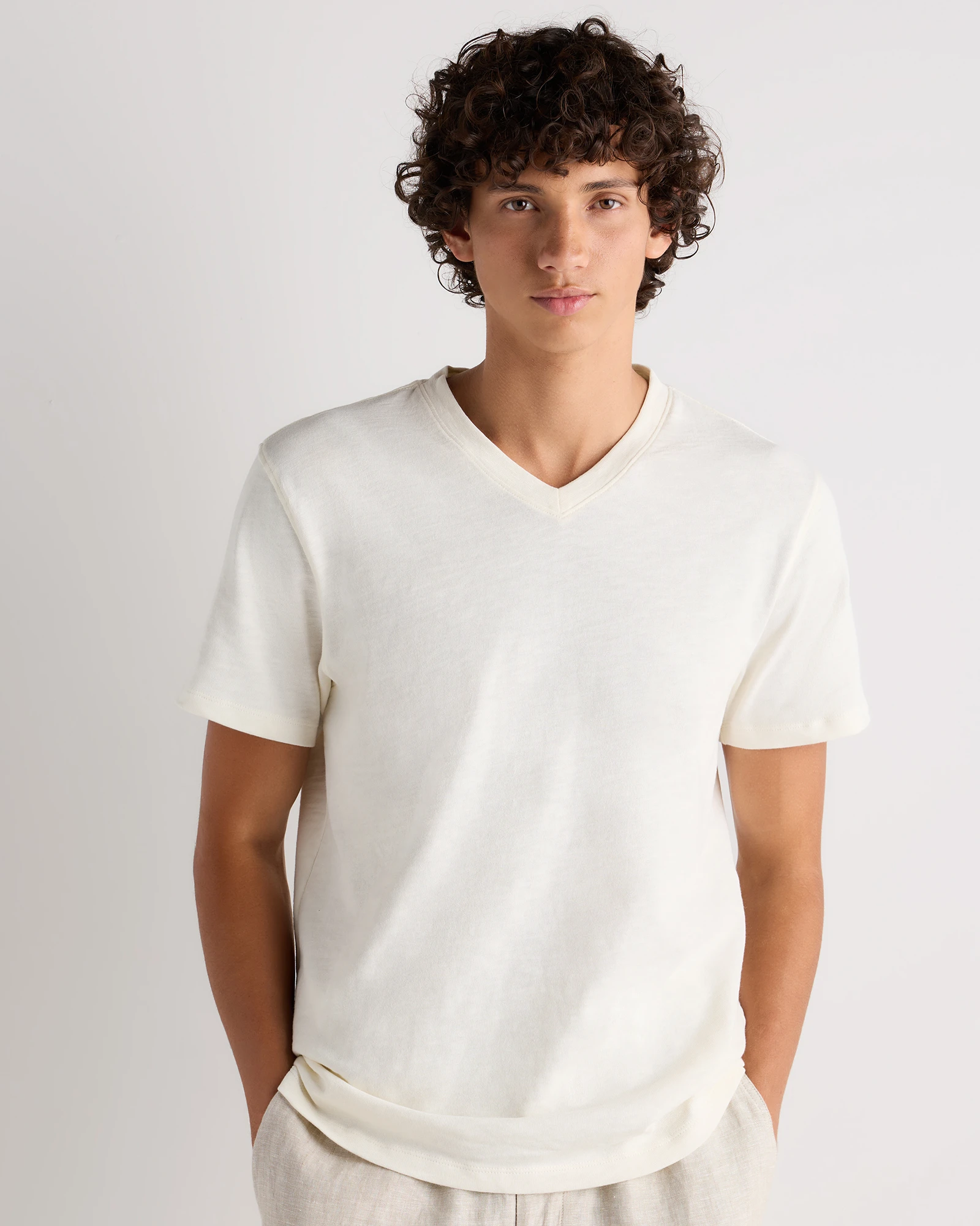 100% Organic Cotton Slub V-Neck Tee