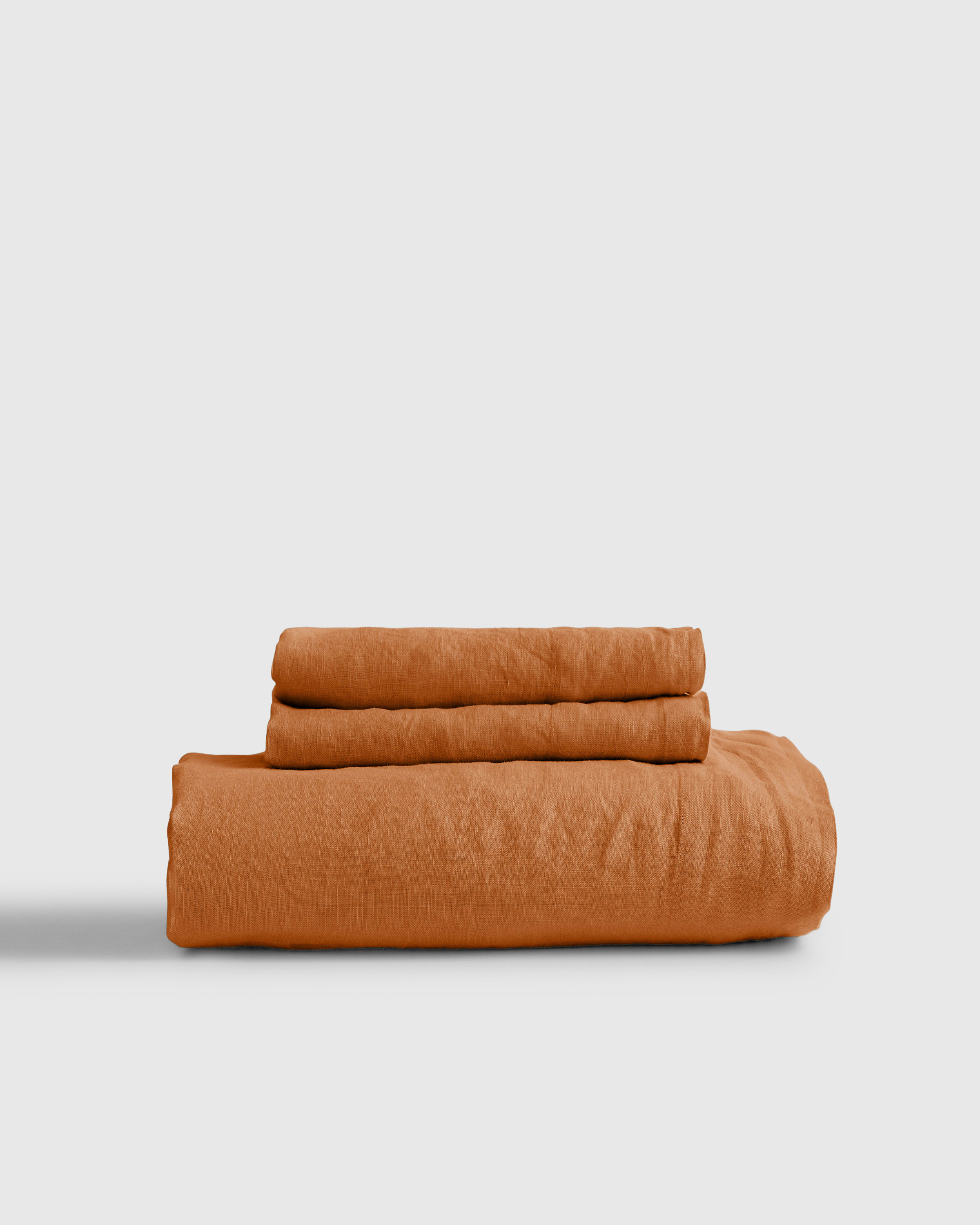 Terracotta European Linen Fitted Sheet Set
