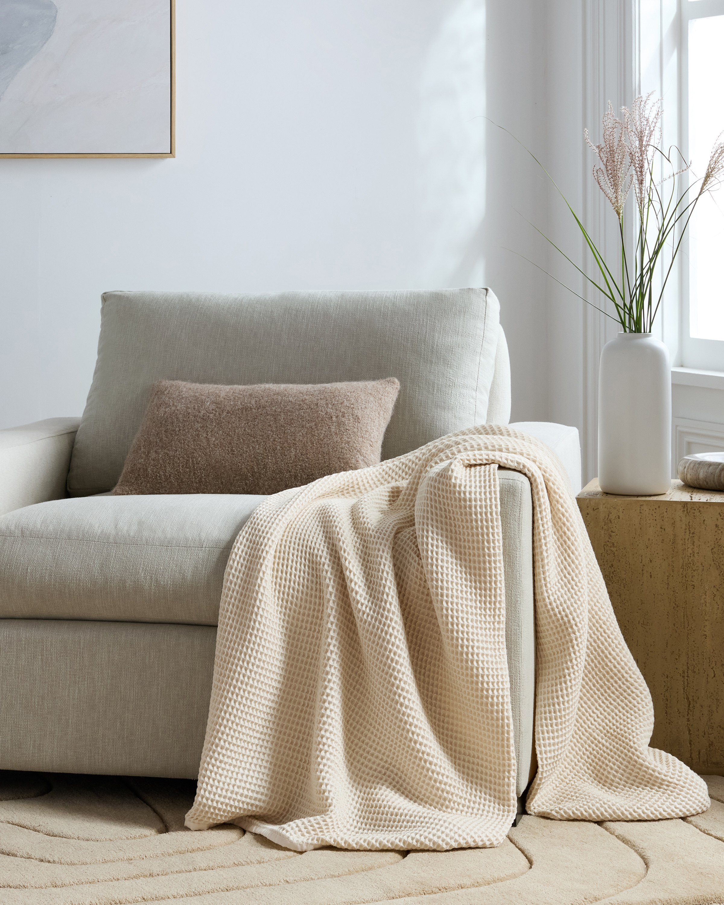 Undyed Organic Waffle Throw