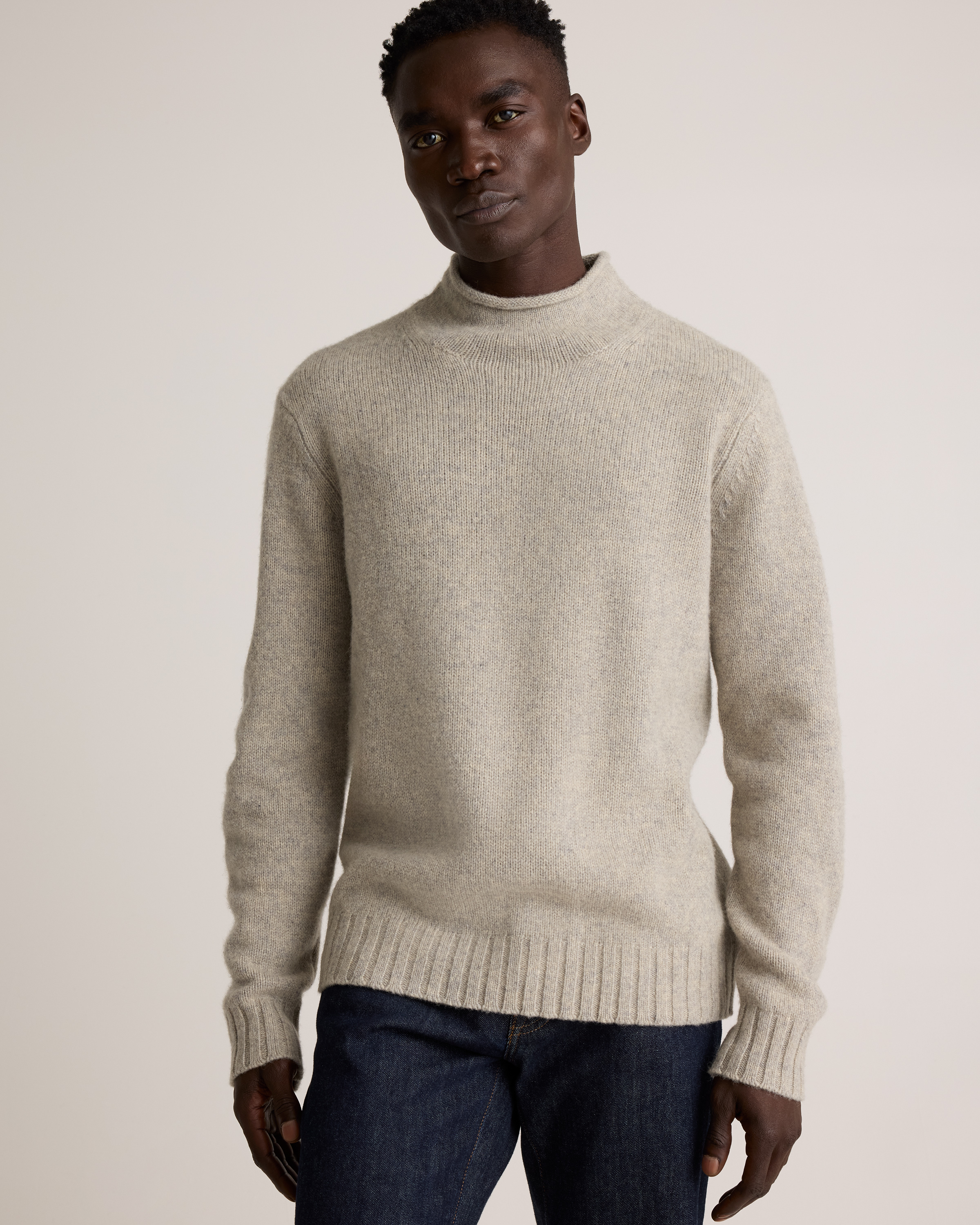 100% Yak Wool Roll Neck Sweater in Warm Heather Grey 100% Yak Wool Roll Neck Sweater in Warm Heather Grey