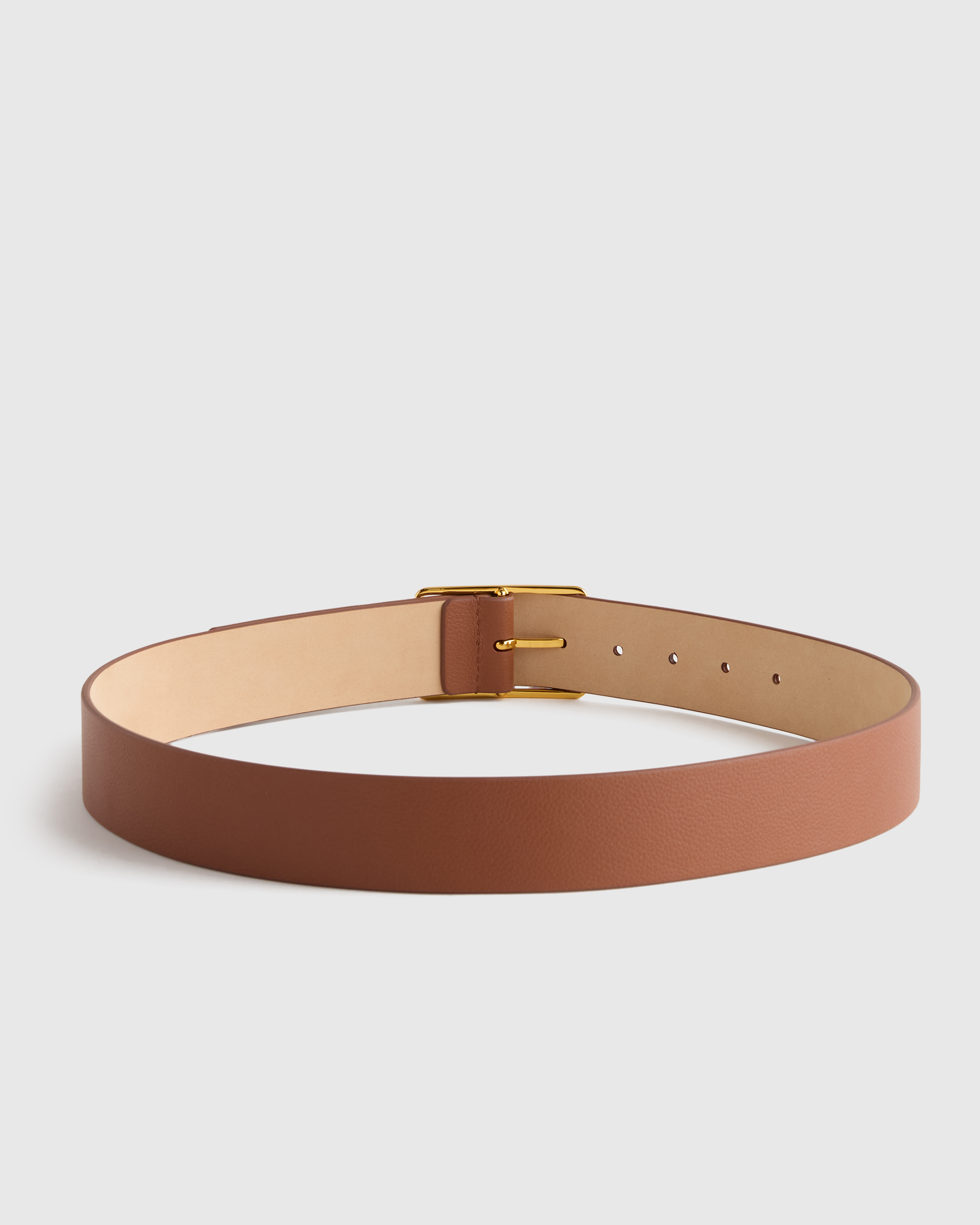 Siena Rectangle European Leather Belt in Nutmeg
