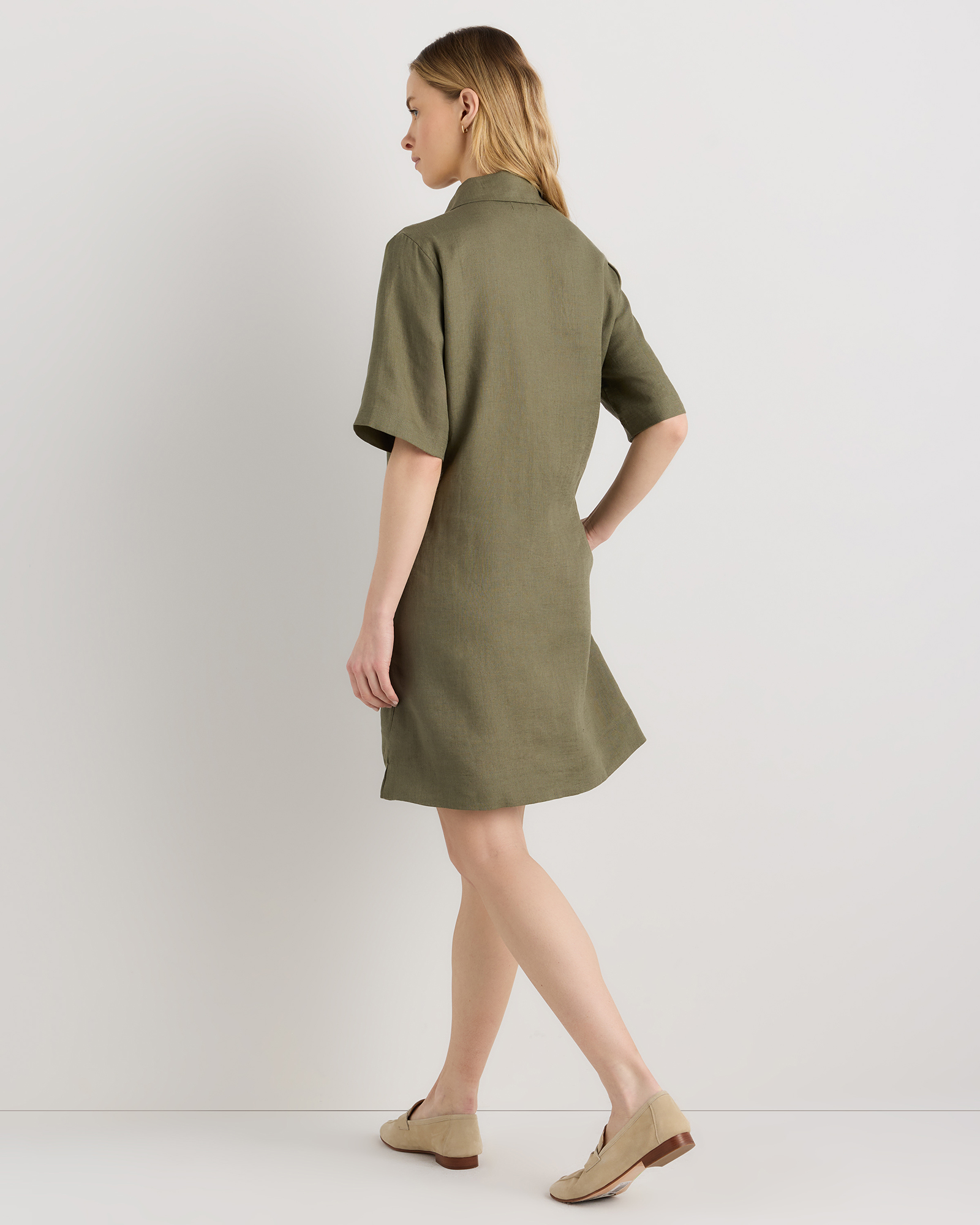 slim fit dress slacks Kalani Open-Back A-Line Mini Dress in Olive Green main image 1