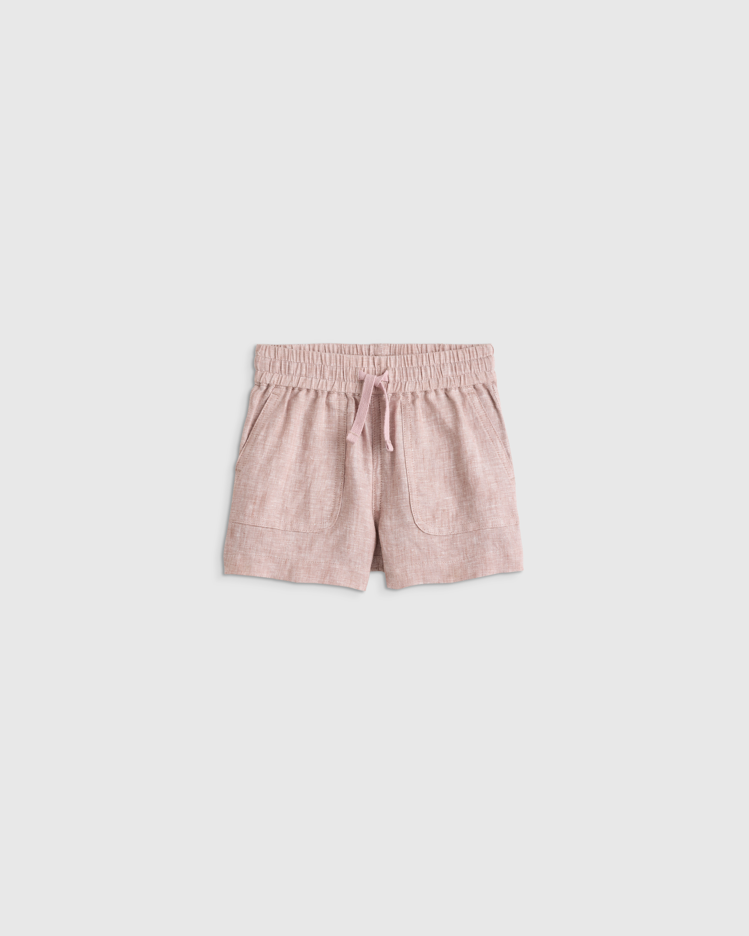 Vintage Pink Chambray 100% European Linen Drawstring Shorts
