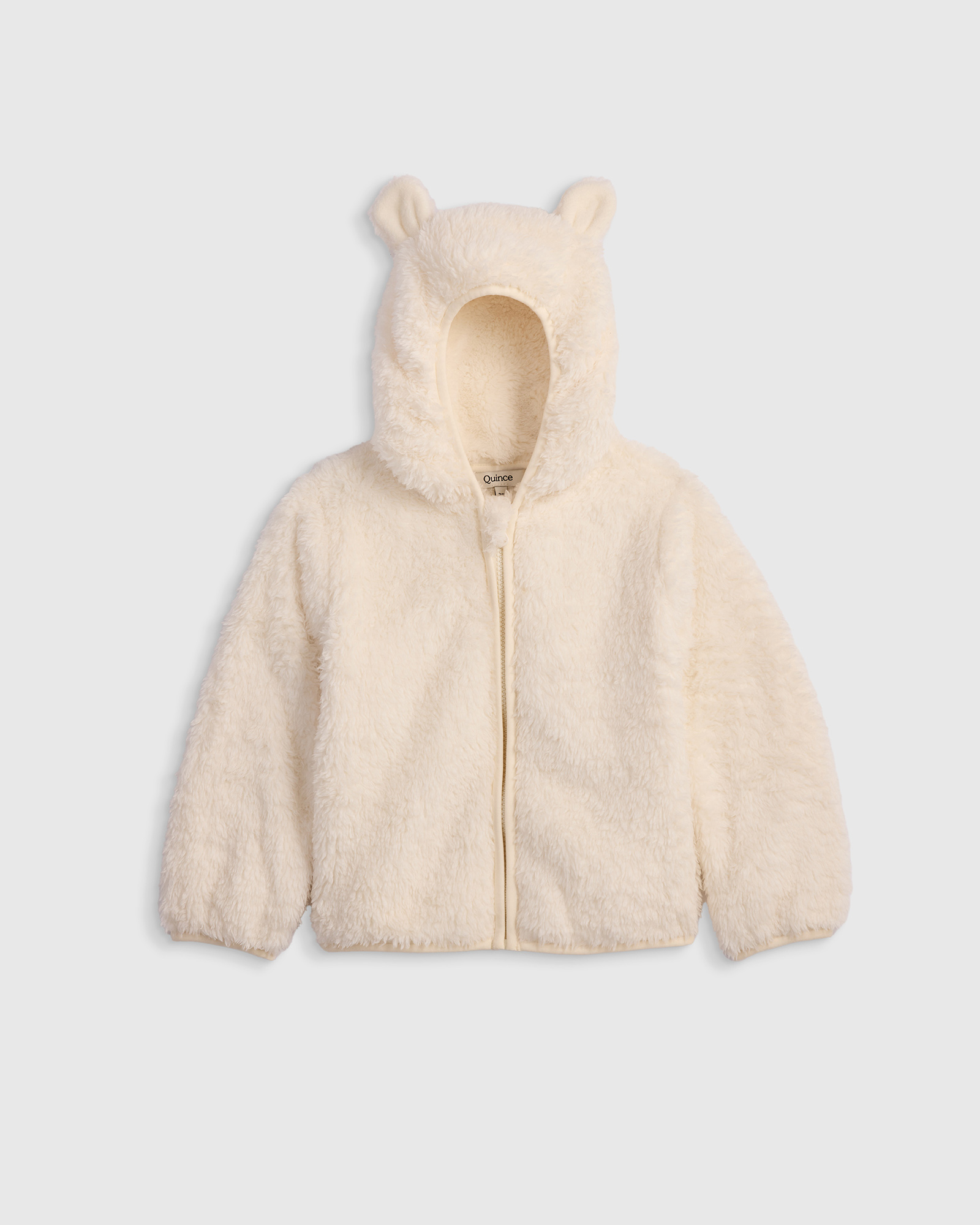 Ivory Recycled Sherpa Fleece Bear Hood Jacket