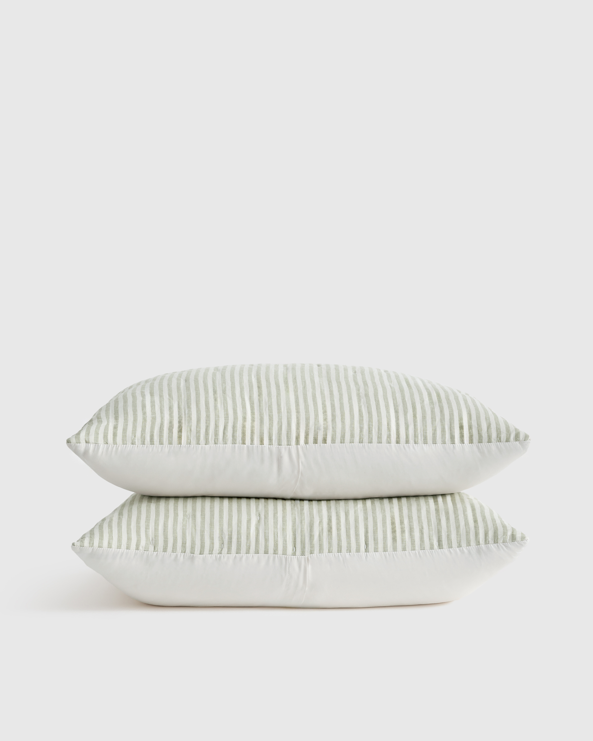 Willowleaf/White Stripe European Linen Patterned Quilted Sham Set