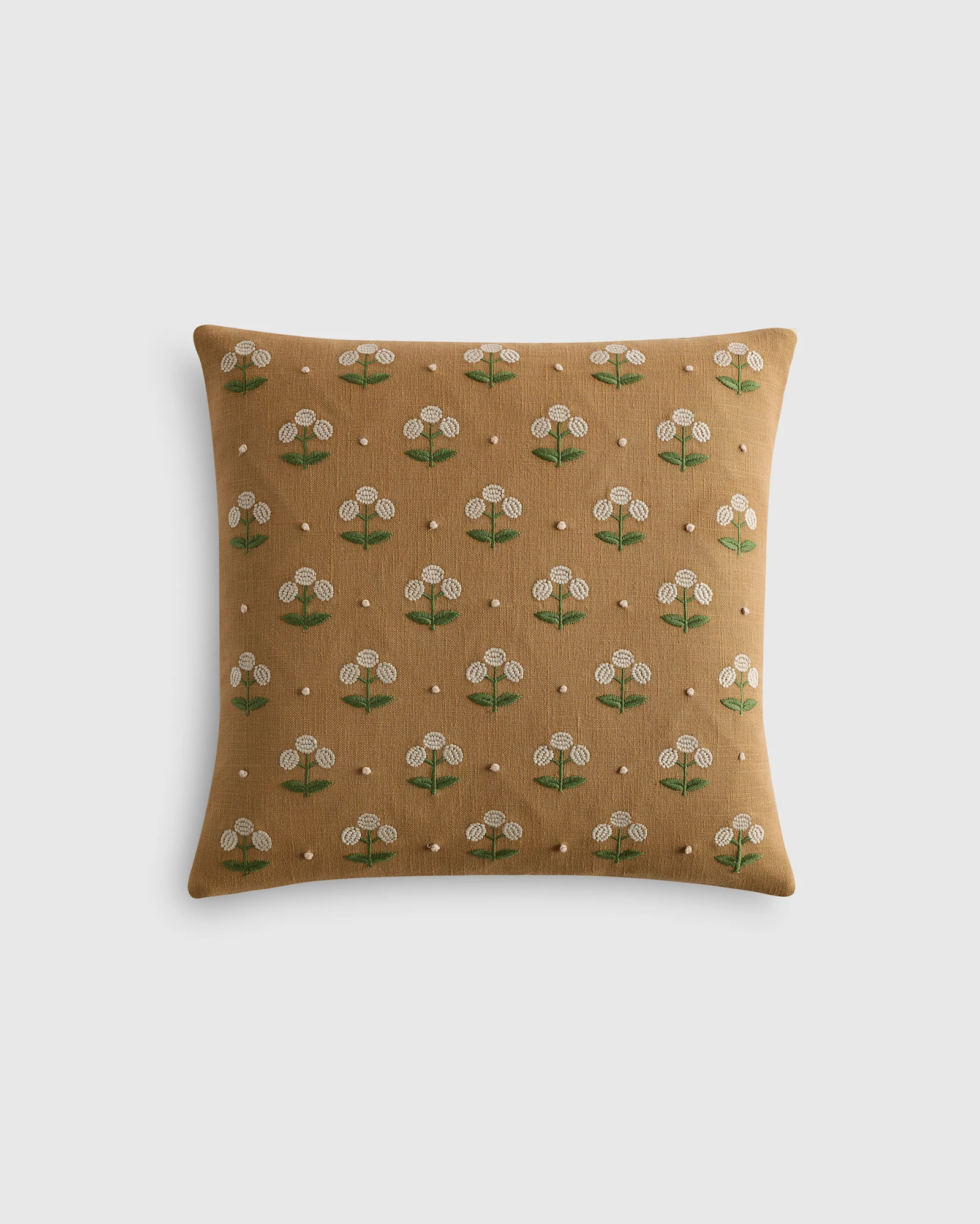 Embroidered Block Print Pillow Cover