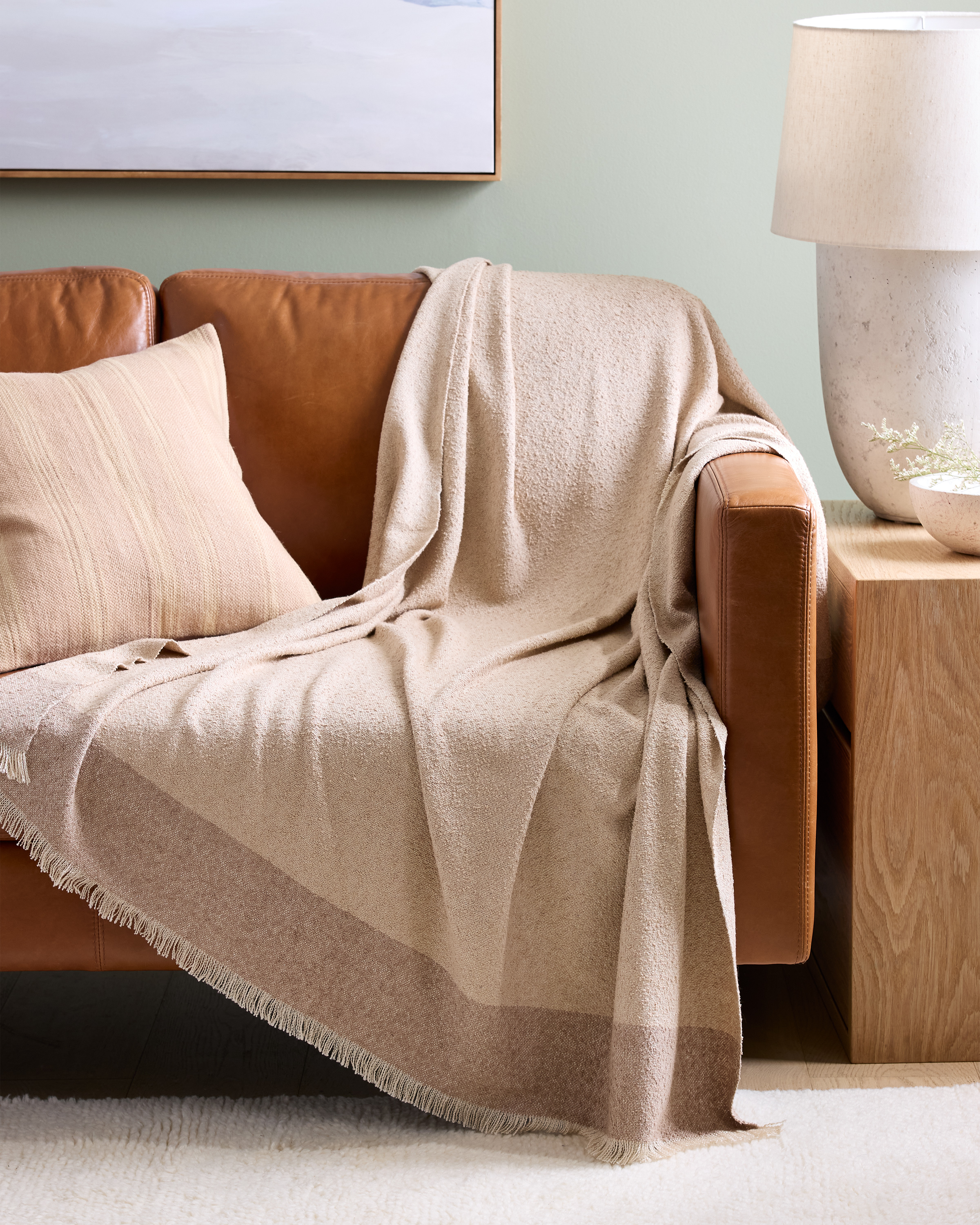 Silk Cashmere Striped Boucle Throw - Thumbnail 3