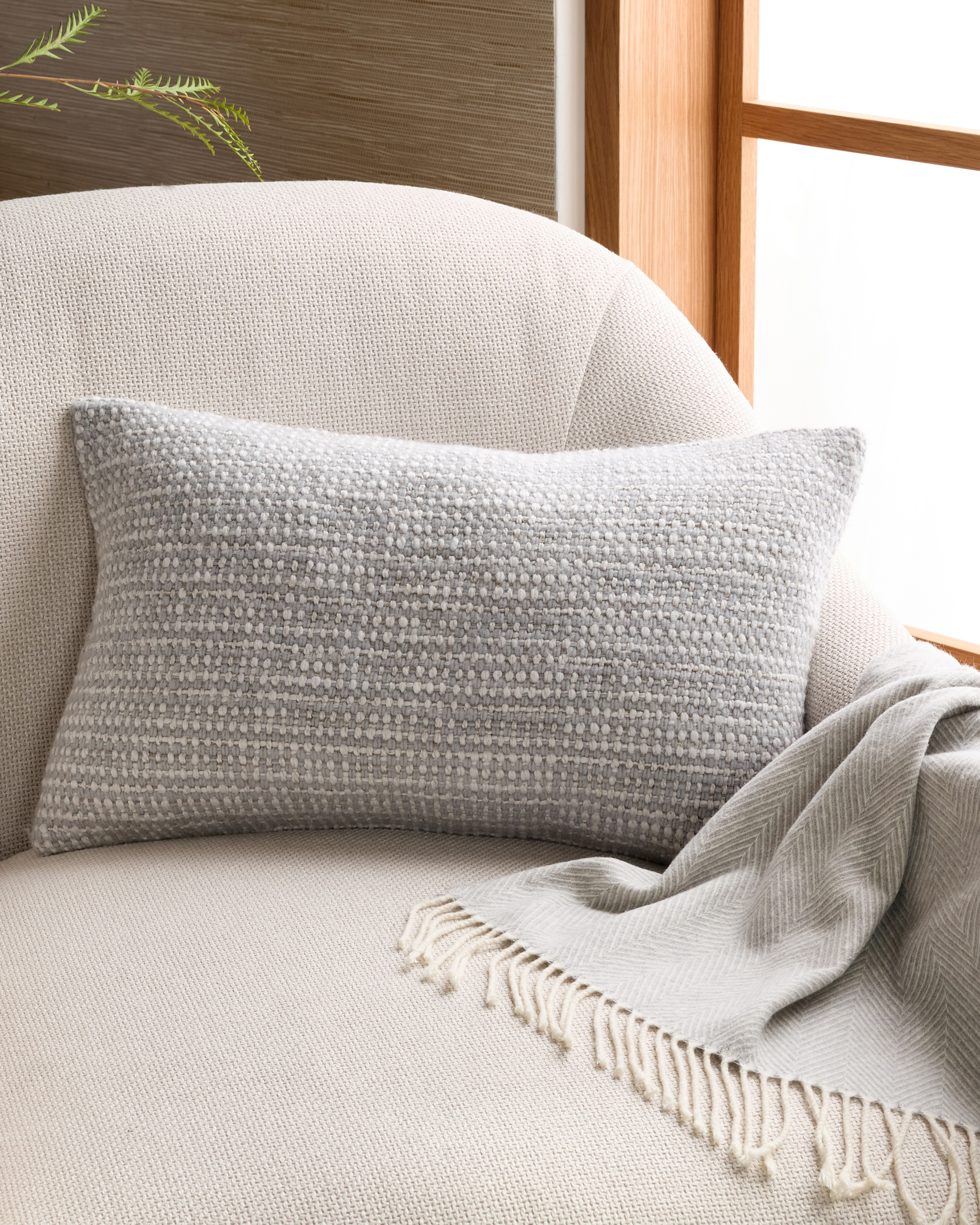 Grey Wool Linen Textured Pillow Cover 