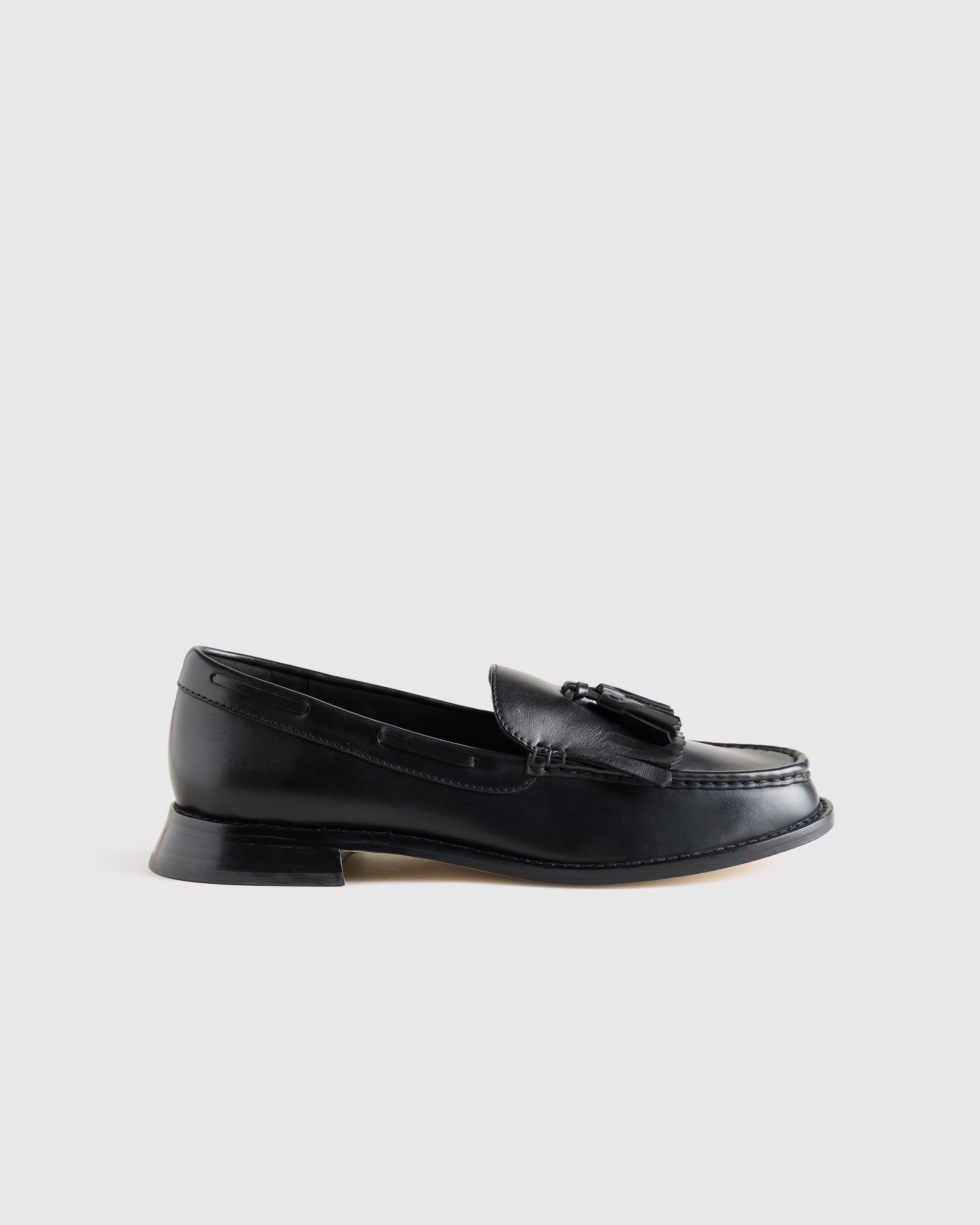 Black Italian Leather Tassel Loafer