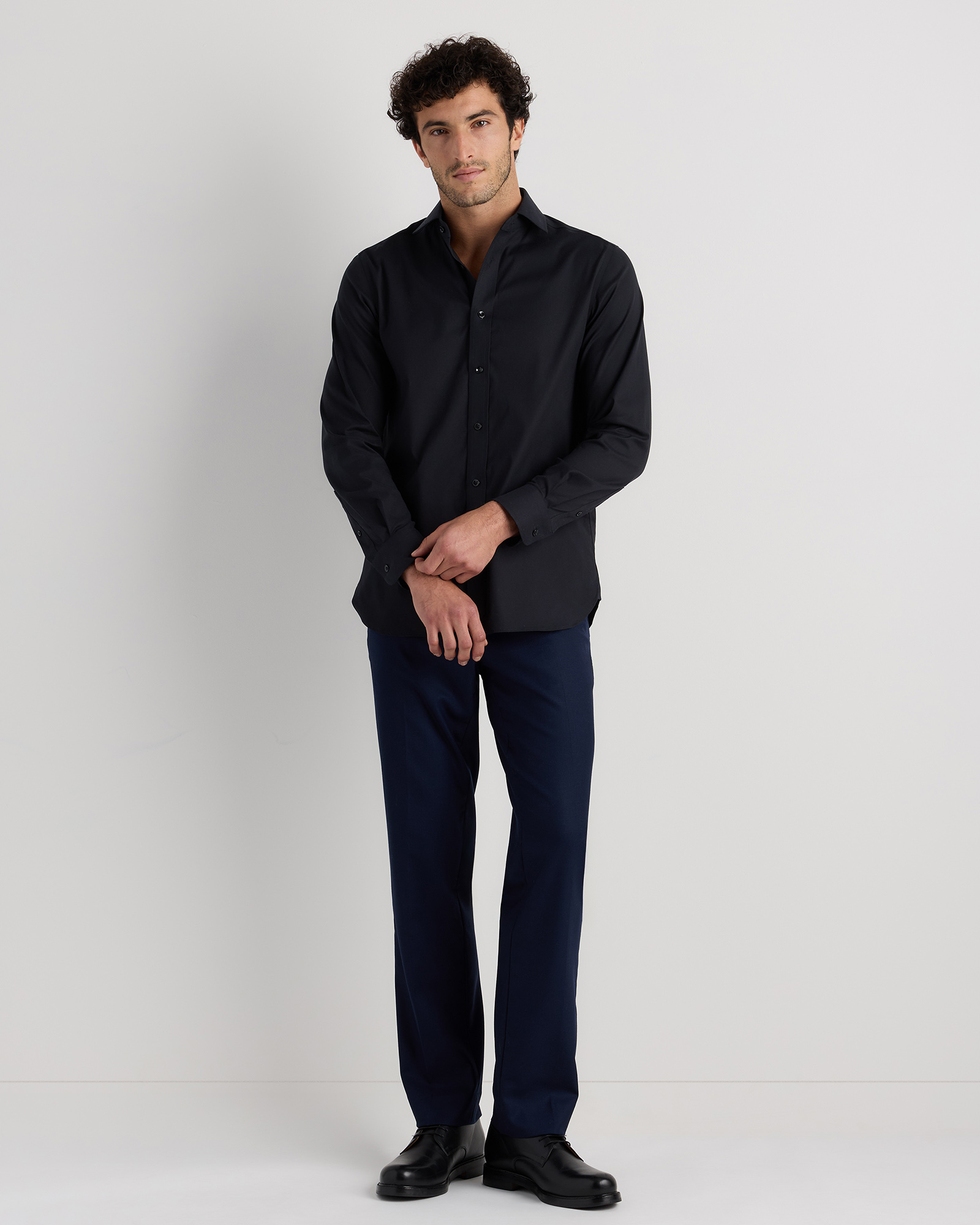 black cotton dress shirt Undeniable Elegance: Men's Black Cotton Shirt