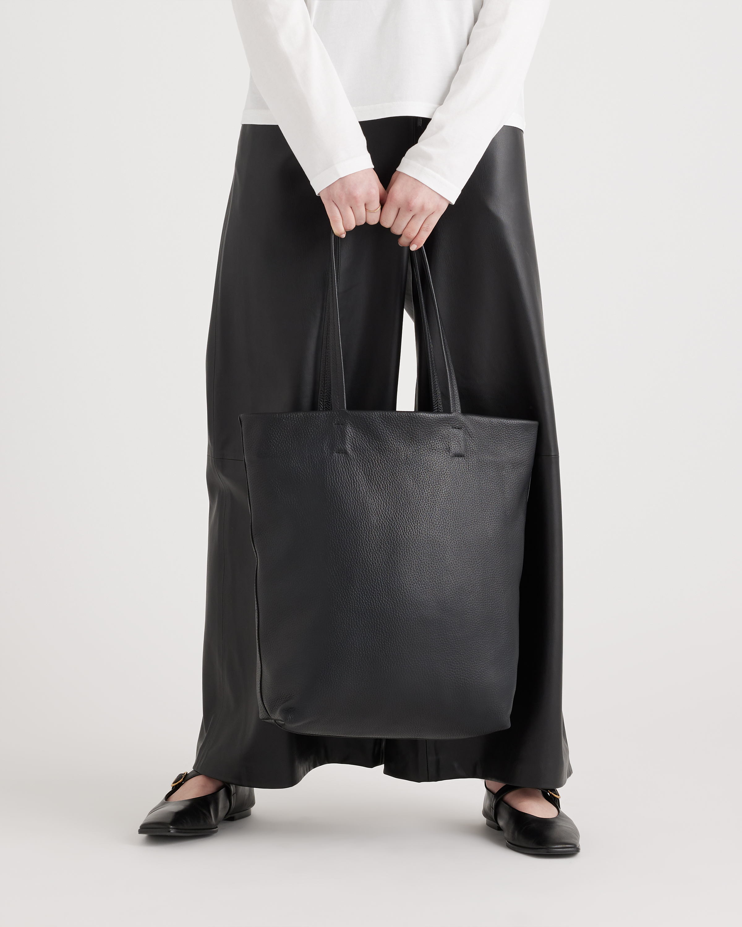 Italian Leather Tall Zip Top Tote - Thumbnail 5