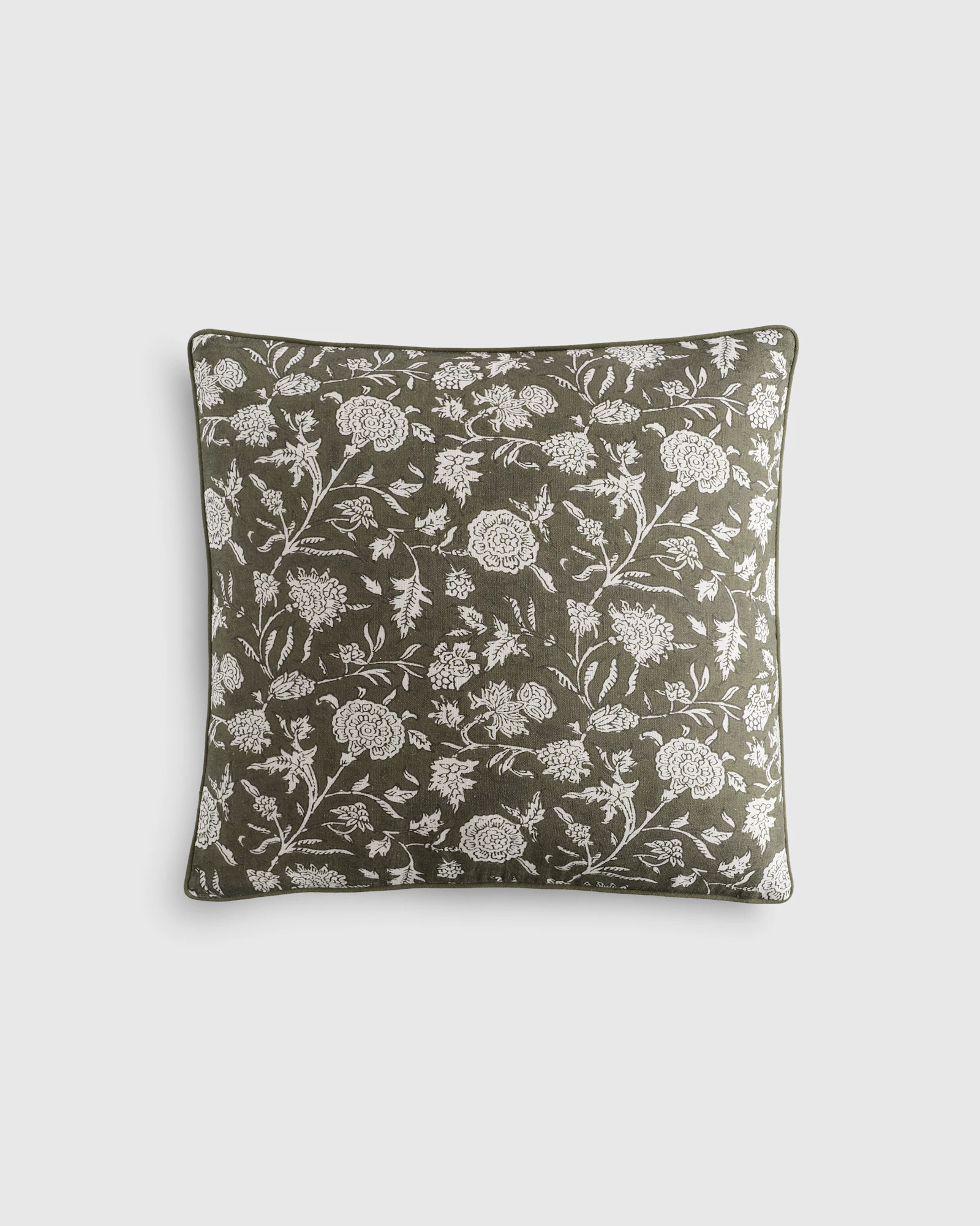 Linen Blend Floral Pillow Cover