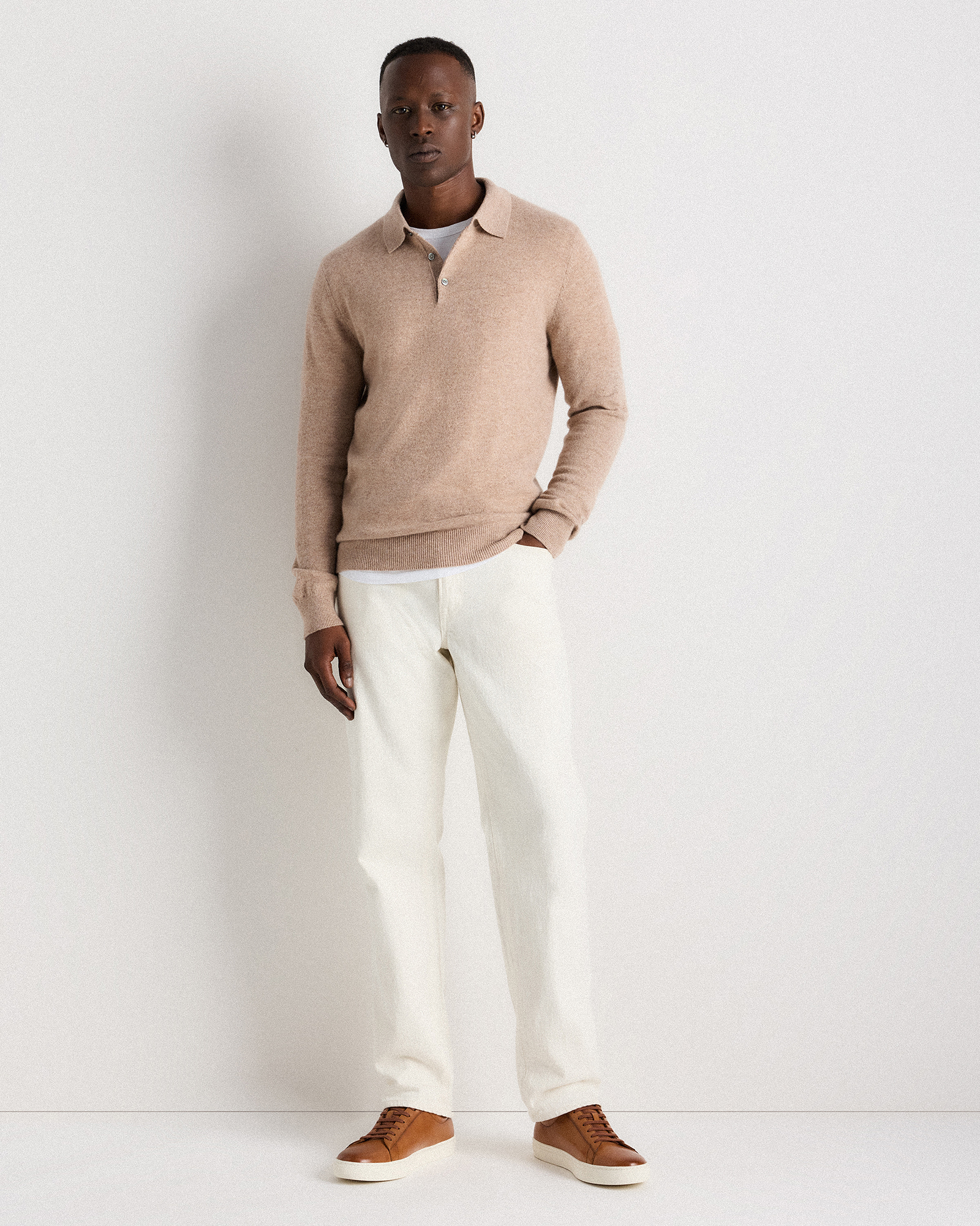 ナゴンスタンス Cotton/Linenカツラギ Modest デニム 38 Italian Leather Everyday Sneaker in Tan
