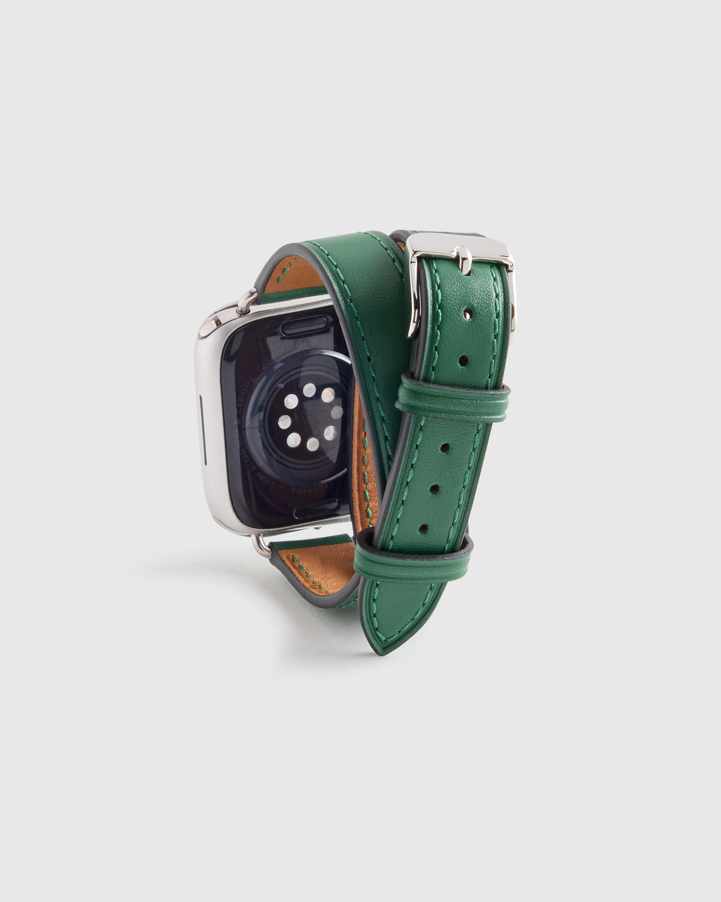 Leather Double Wrap Smartwatch Band in Dark Green