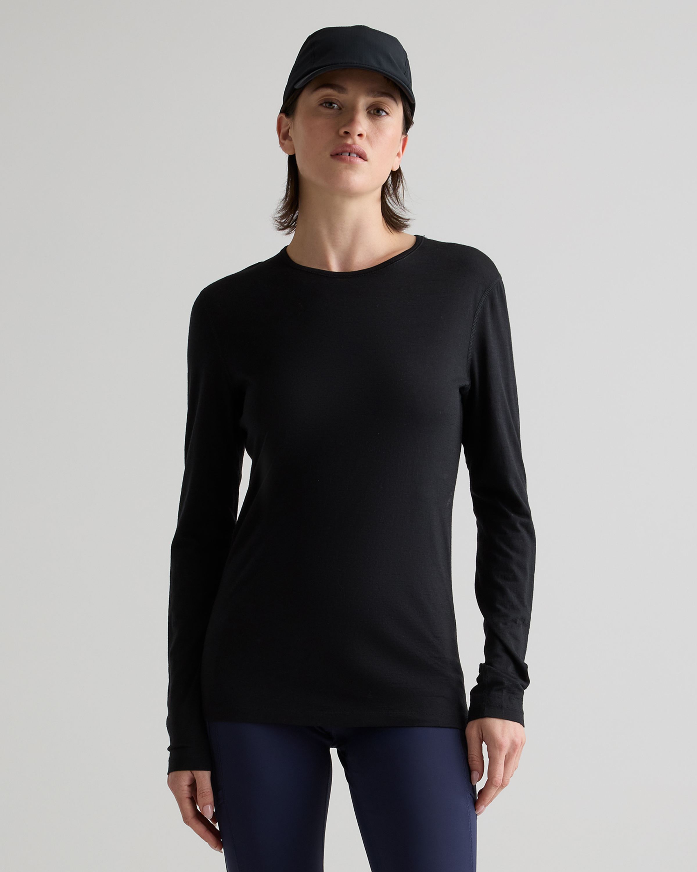 Black 100% Merino Wool All-Season Long Sleeve Base Layer