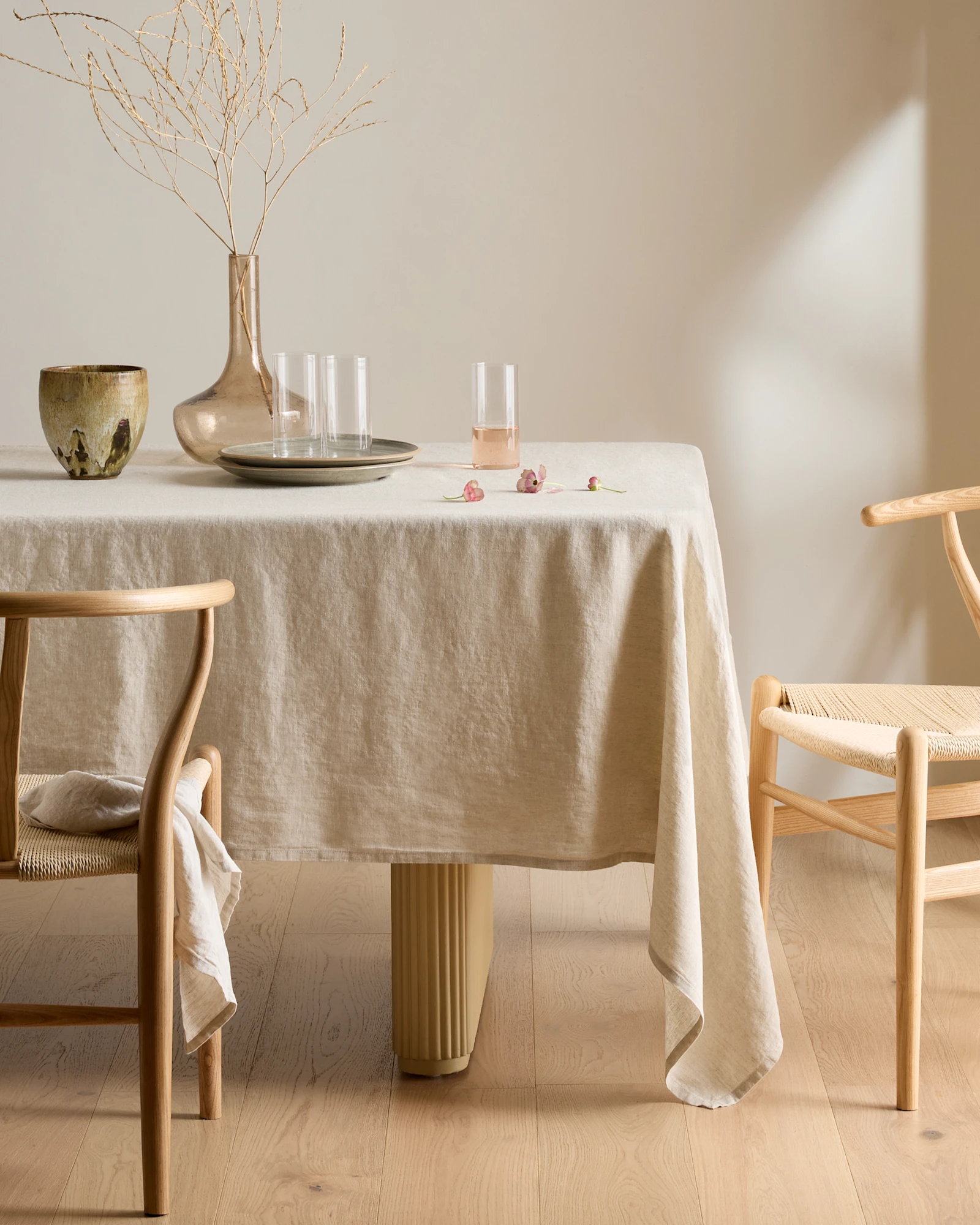European Linen Tablecloth - Sand - 70x108"