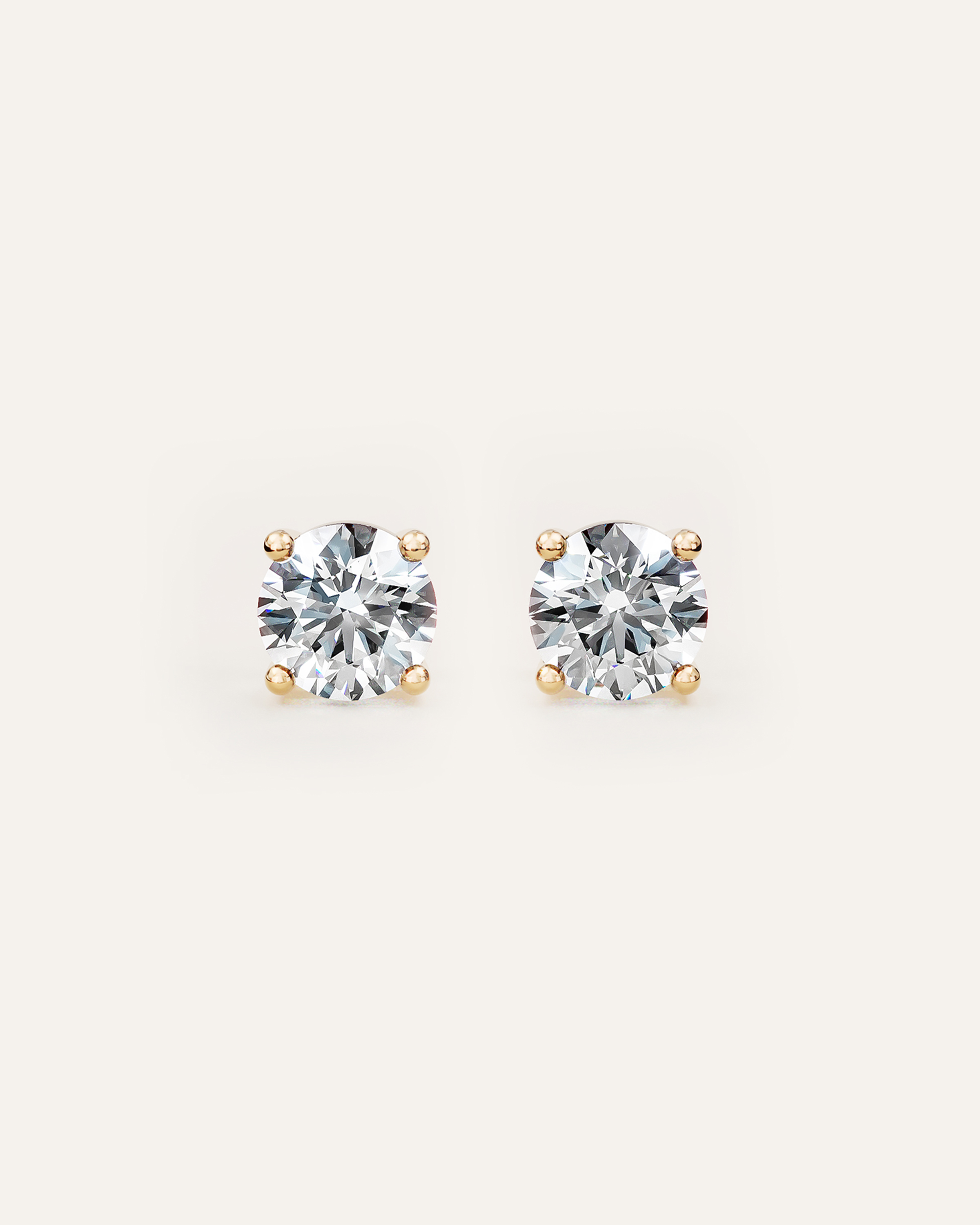 Yellow Gold 14K Gold Lab Grown Diamond Four-Prong Solitaire Studs - 3ctw
