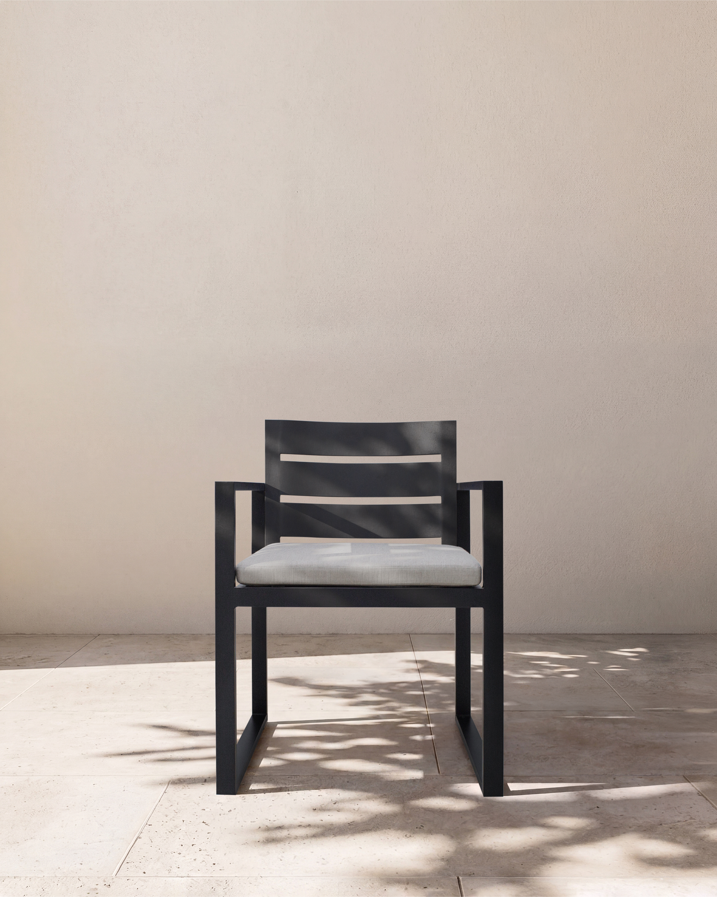Dark Charcoal Linear Aluminum Outdoor Dining Armchair