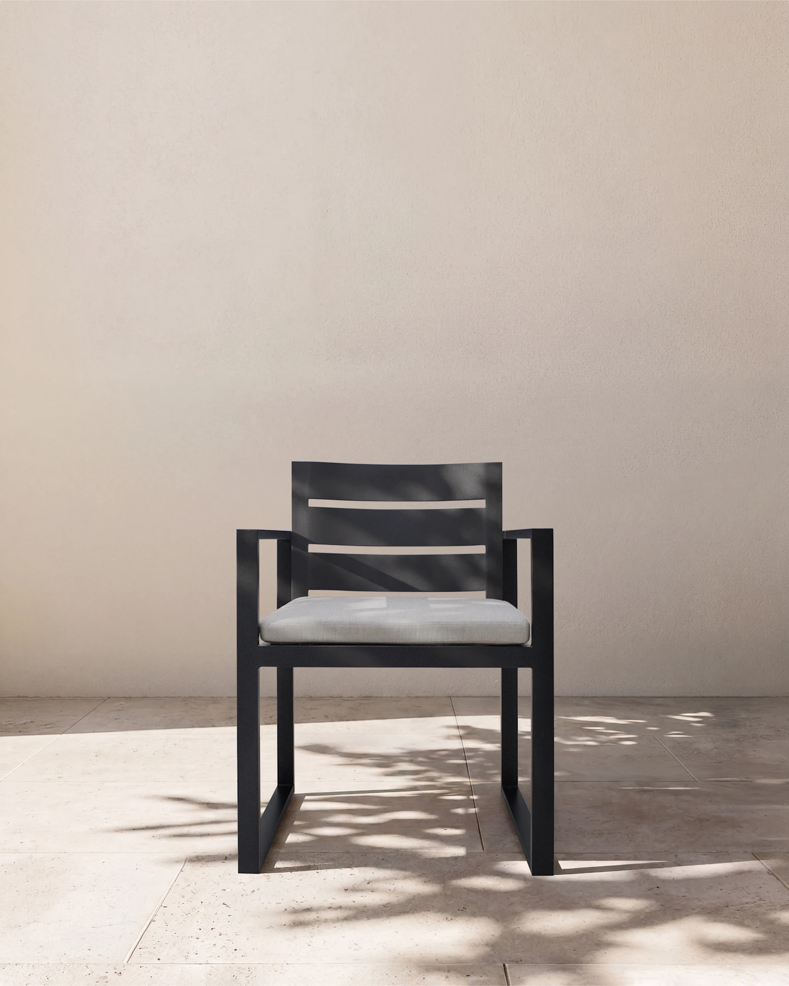 Linear Aluminum Outdoor Dining Armchair in Dark Charcoal
