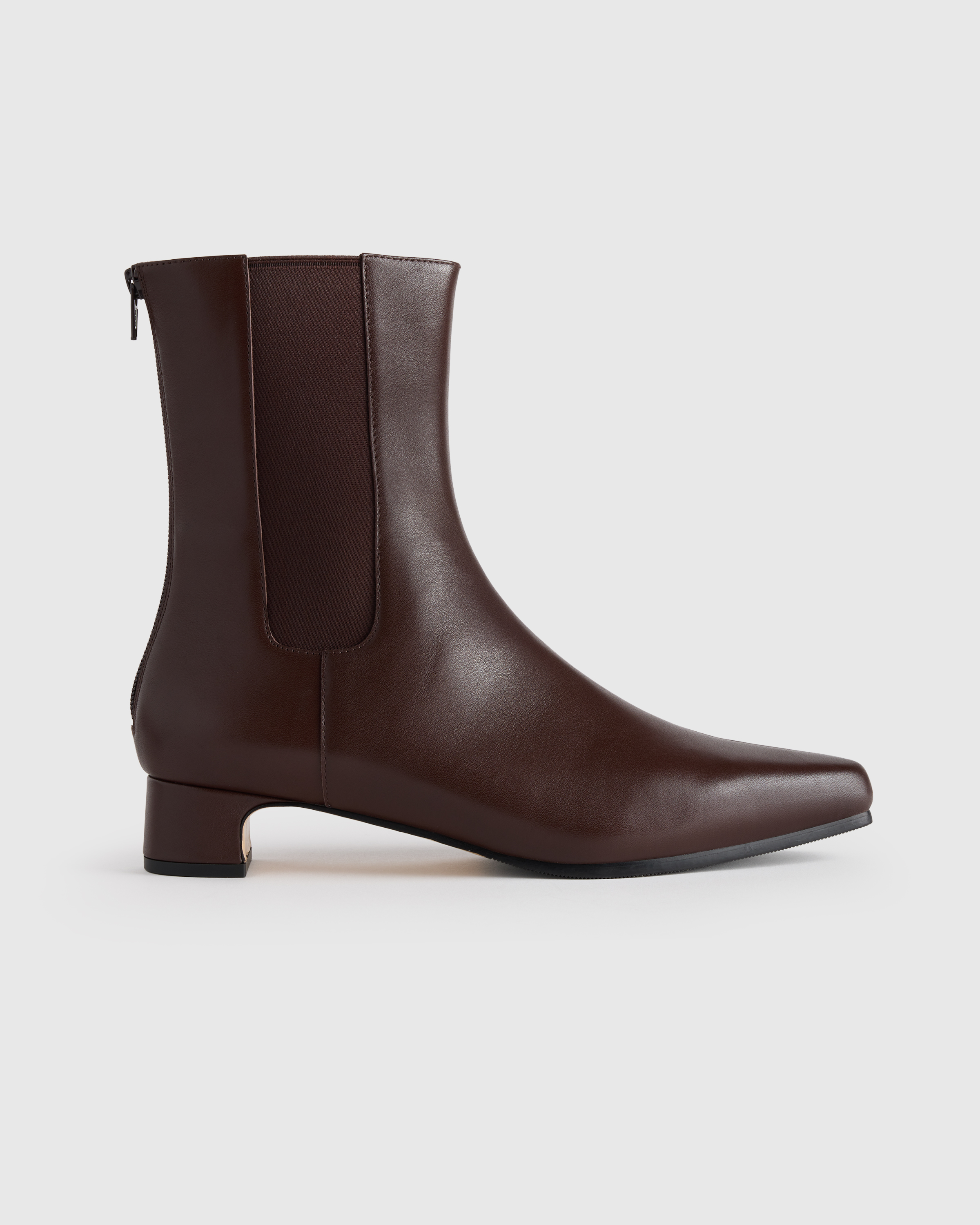 Espresso Brown Italian Leather Kitten Heel Ankle Boot