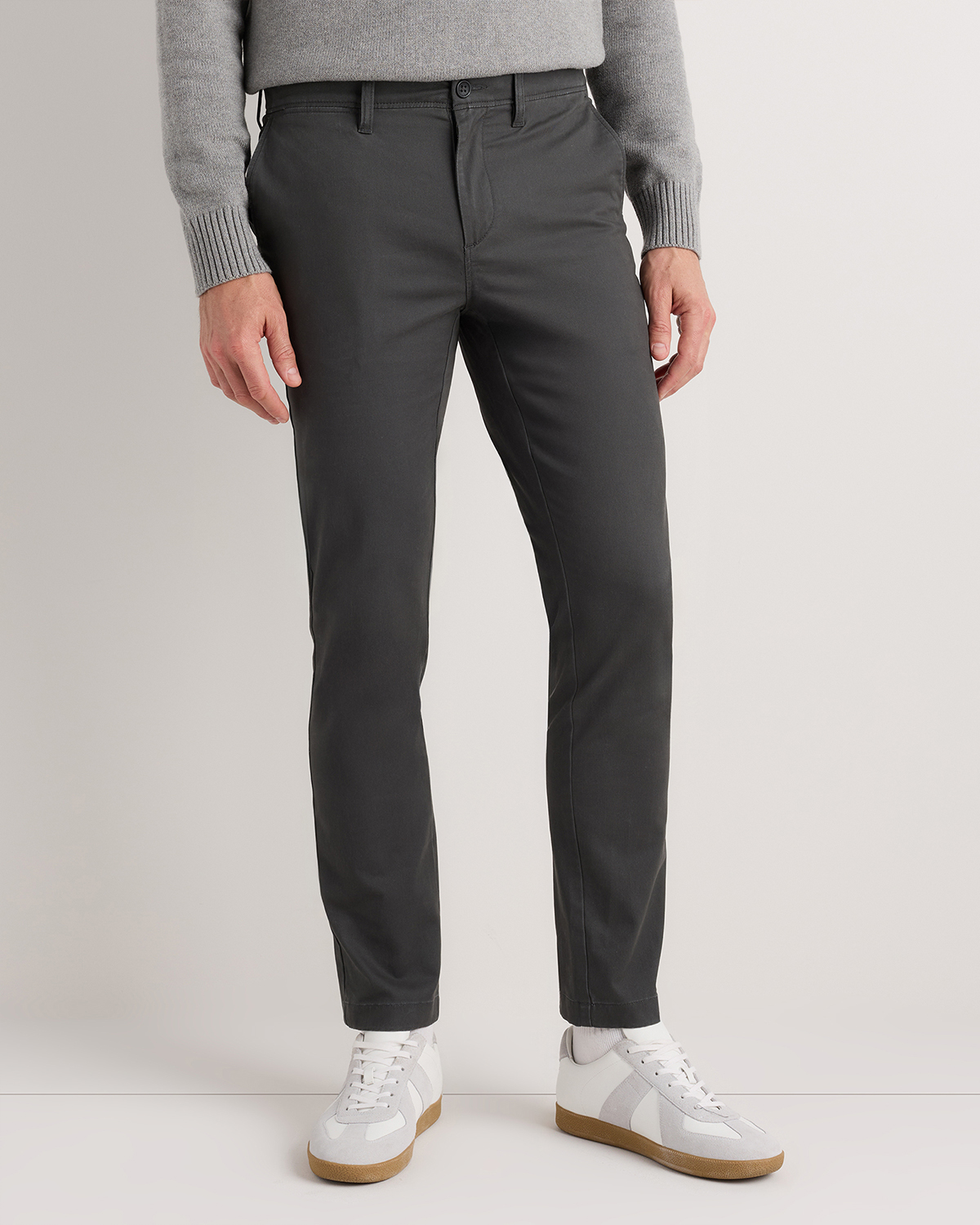 Charcoal Organic Cotton Stretch Chino Pants - Slim