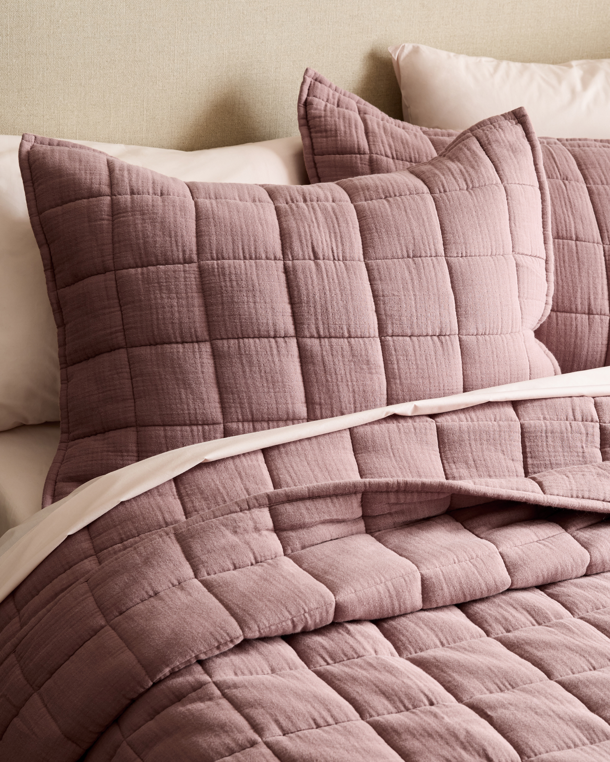 Organic Airy Gauze Box Quilt Sham Set - Thumbnail 5