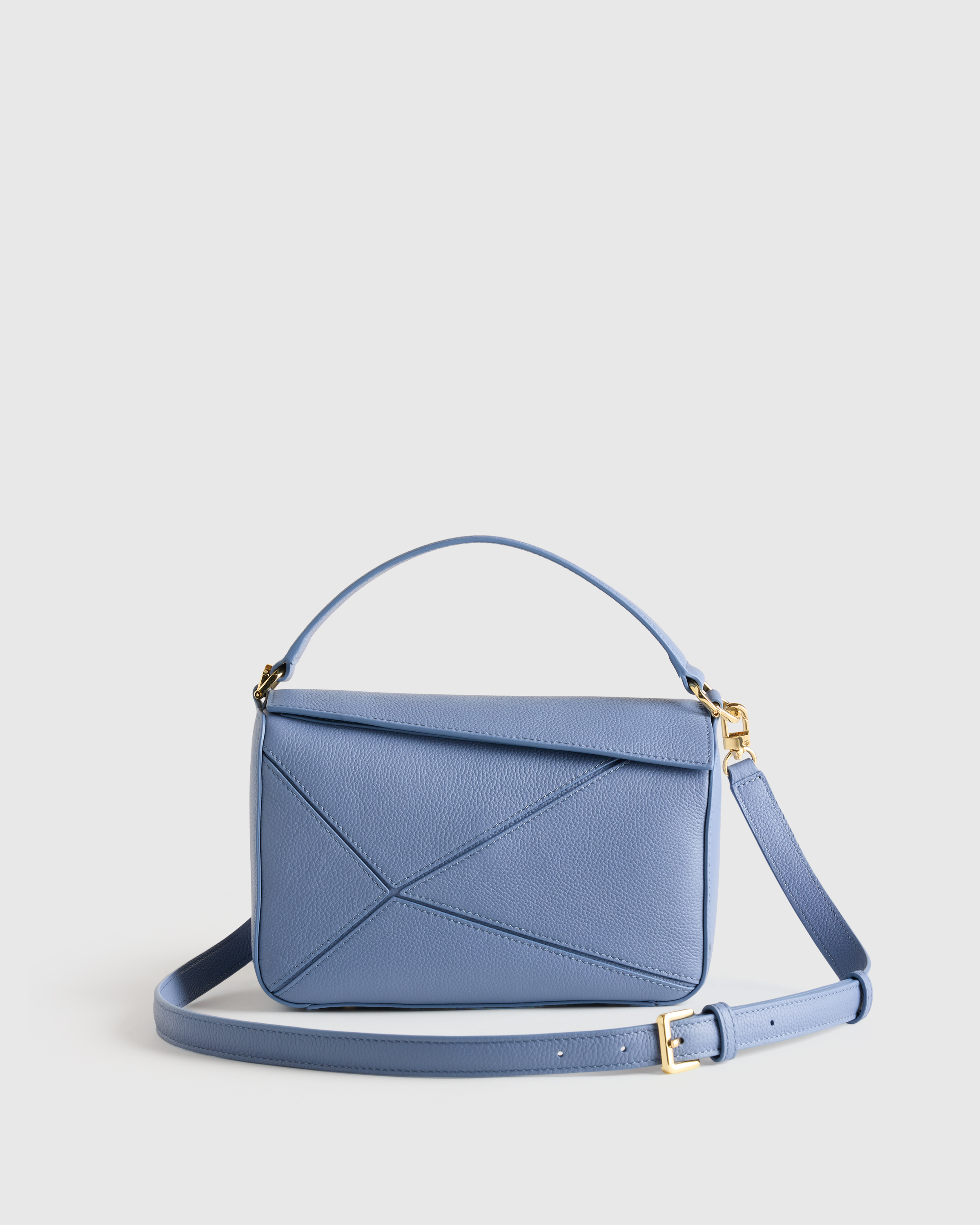 Moonstone Blue Italian Leather Patchwork Crossbody