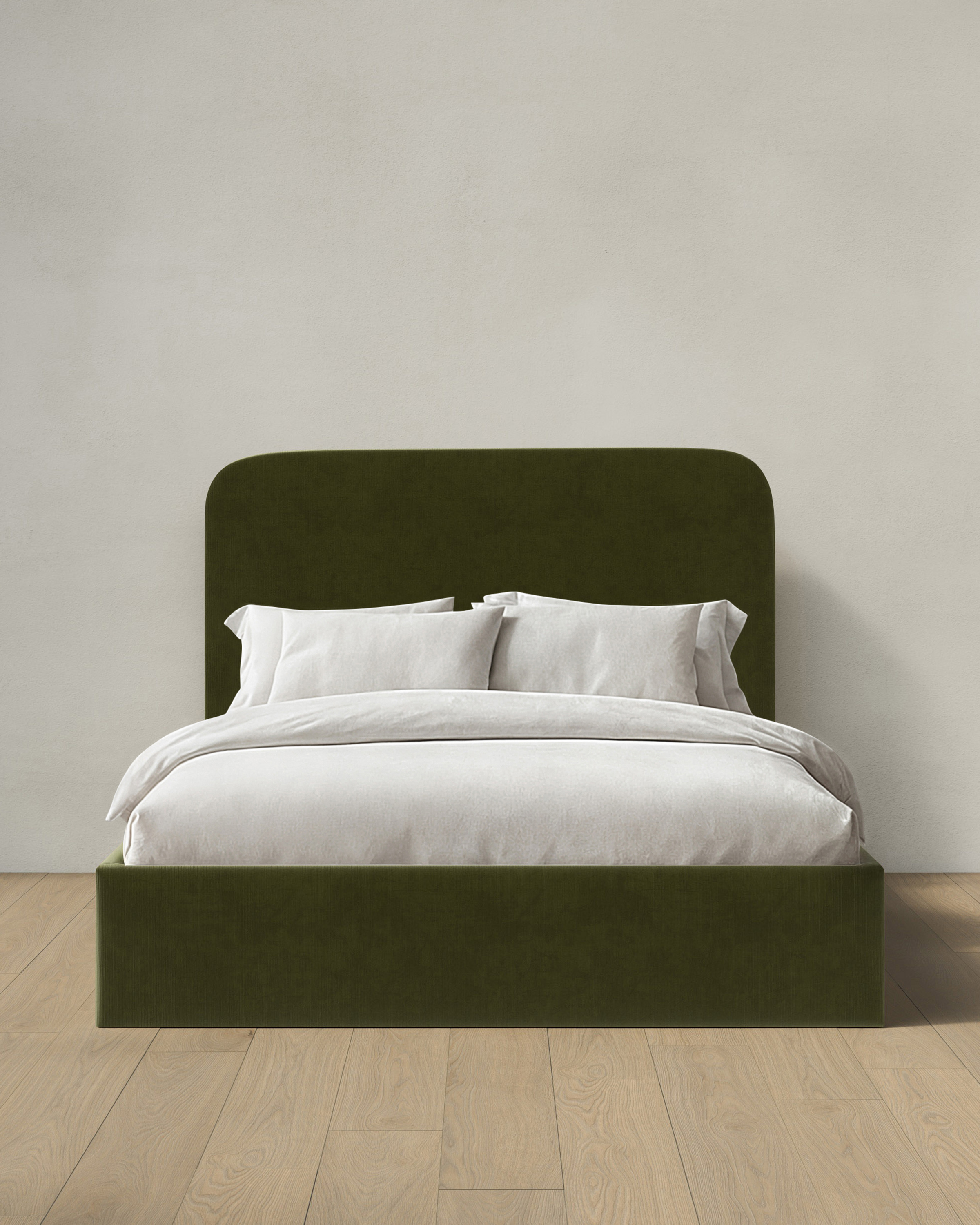 Moss Curved Bed in Performance Velvet