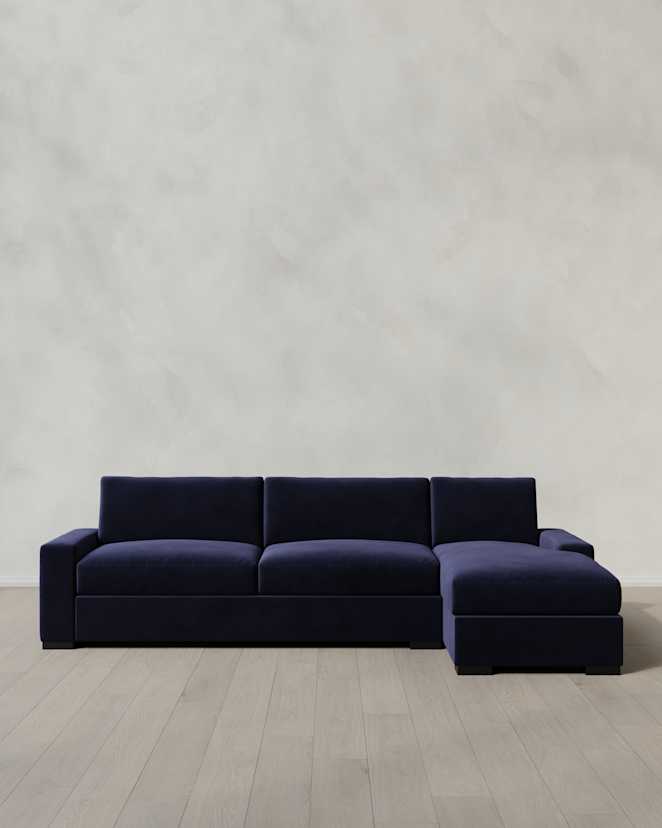 Midnight Stillman Chaise Sectional in Performance Velvet