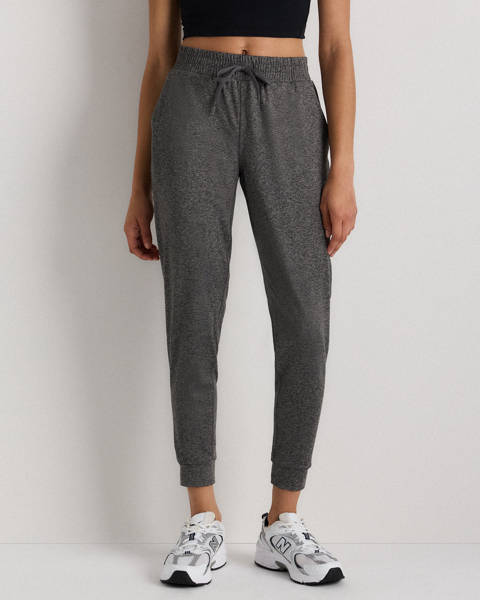 Heather Grey Flowknit Mid-Rise Joggers