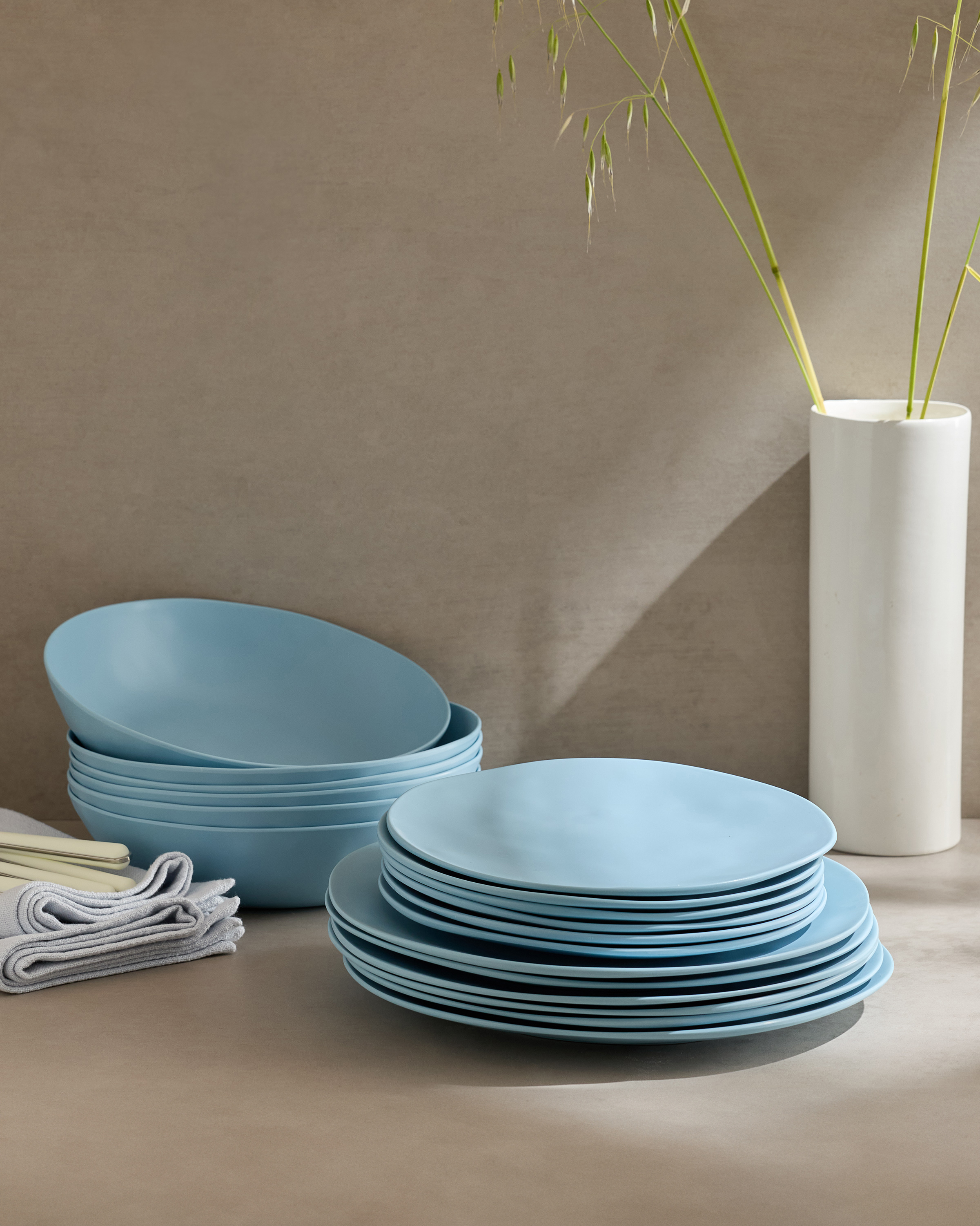 Sky Blue Outdoor Melamine 18pc Dinnerware Set