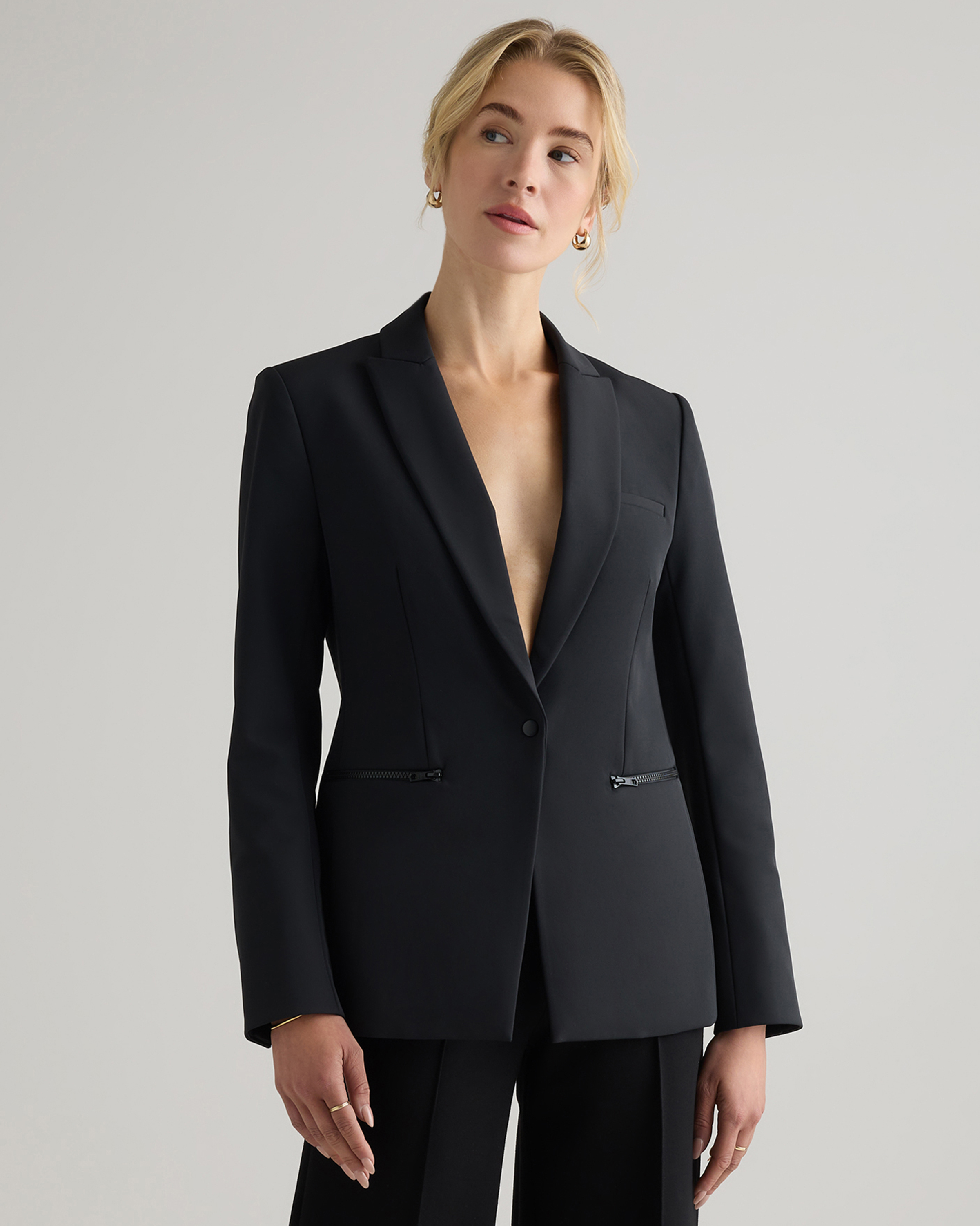 True Black Scuba Single-Breasted Convertible Blazer