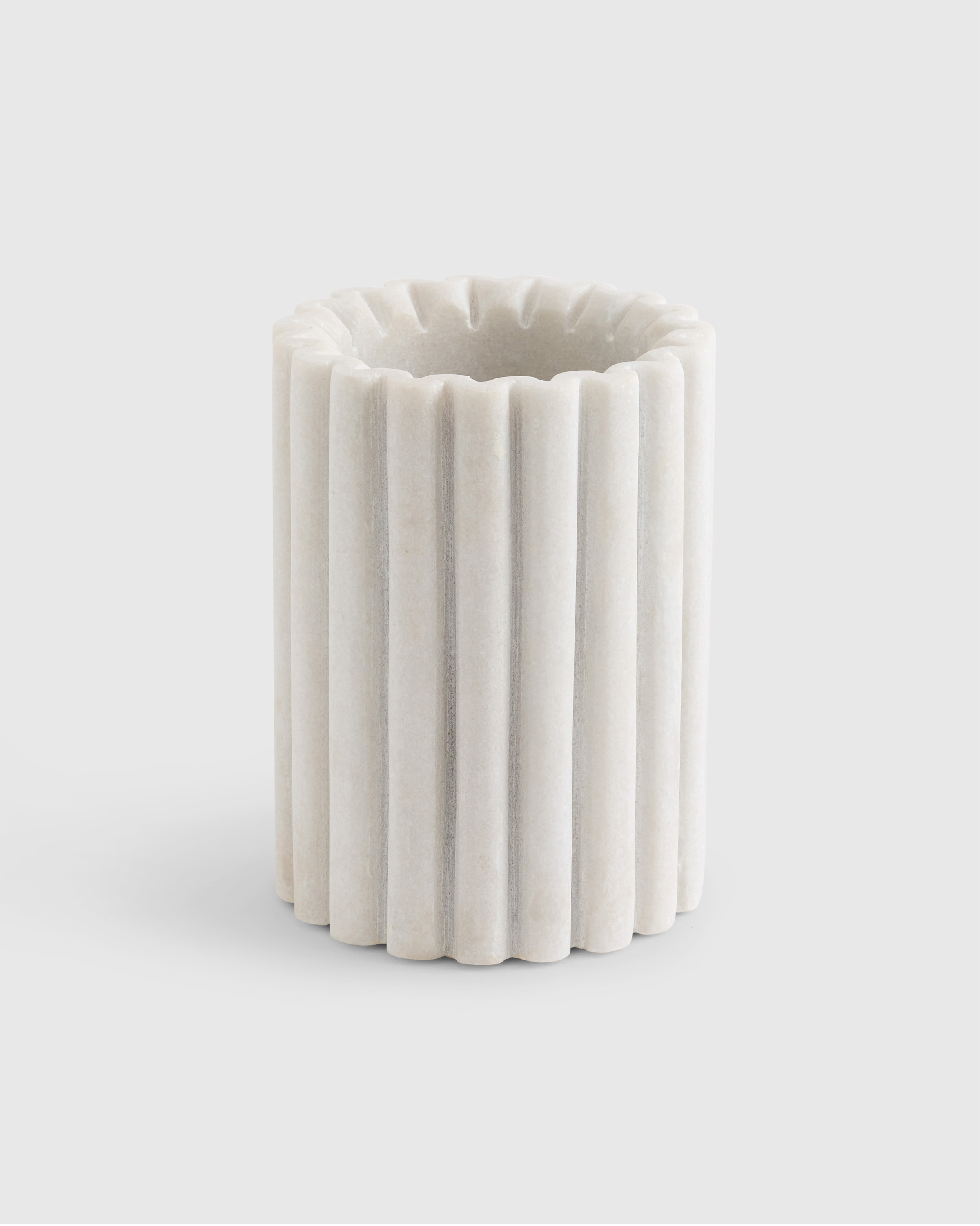 White Handcrafted Fluted Marble Wine Chiller