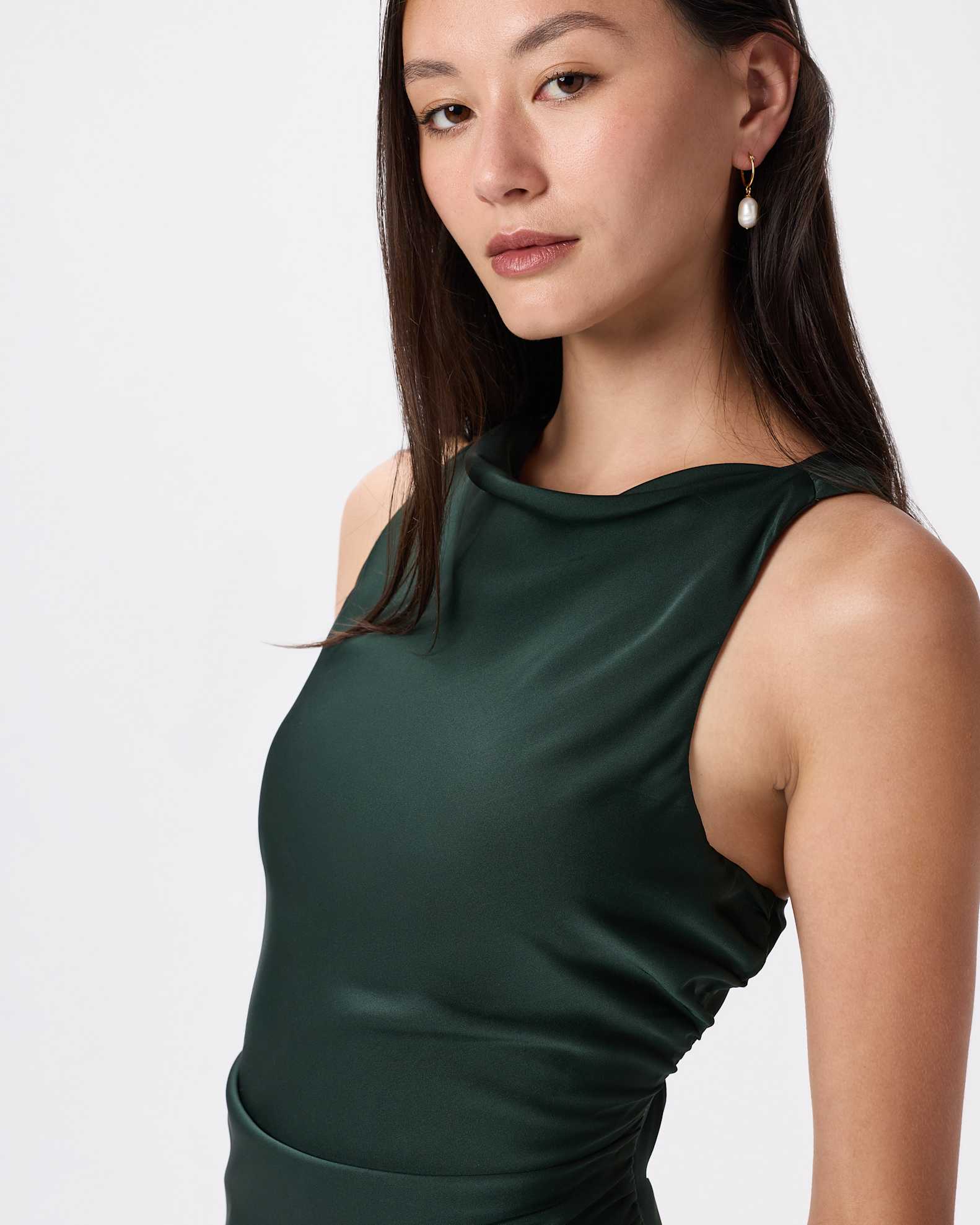 Women's Washable Stretch Silk High Neck Midi Dress in Forest Green, Size Medium, Mulberry Silk by Quince Women's Washable Stretch Silk High Neck Midi Dress in Forest Green, Size Medium, Mulberry Silk by Quince