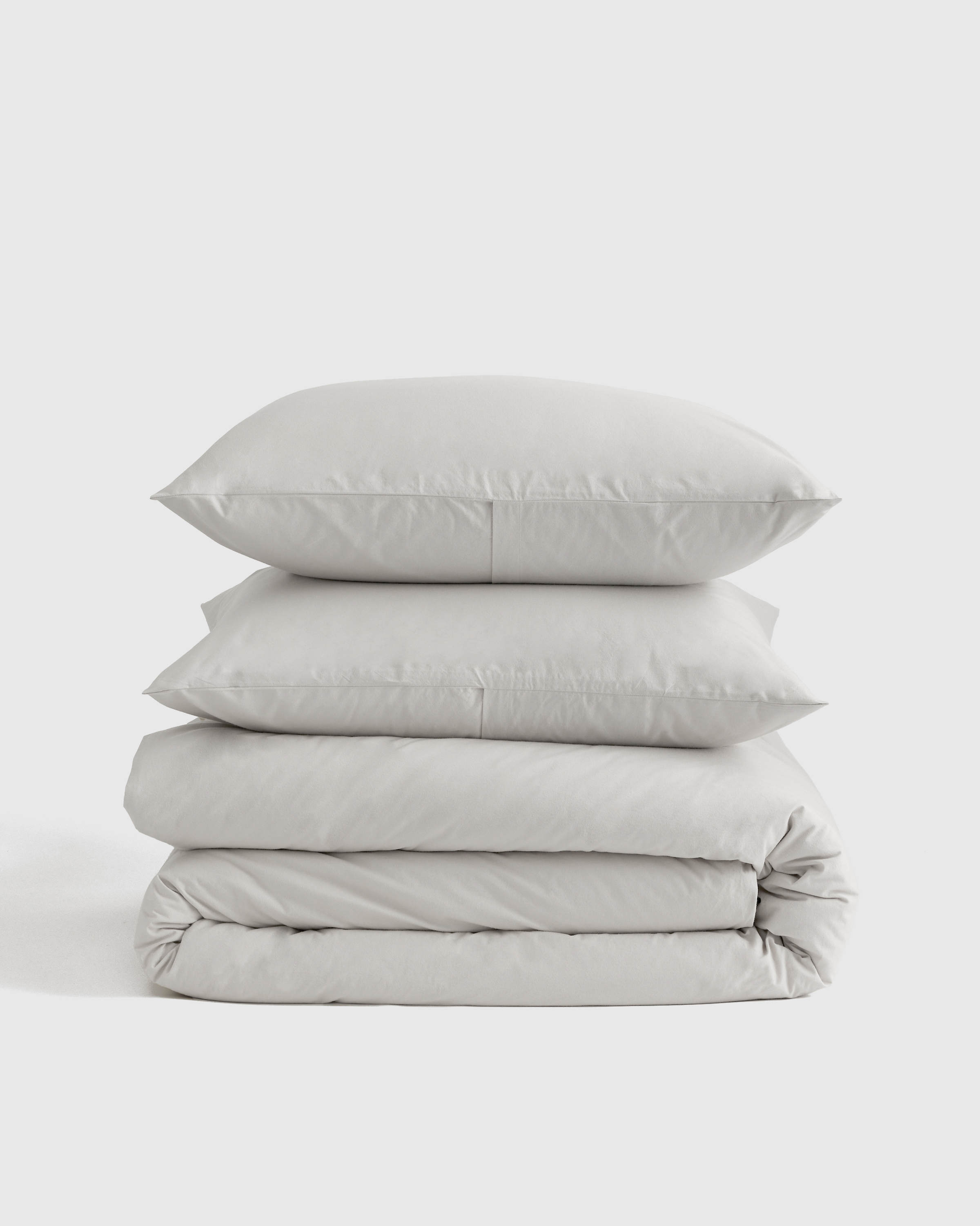 Light Grey Organic Brushed Cotton Duvet Cover Set