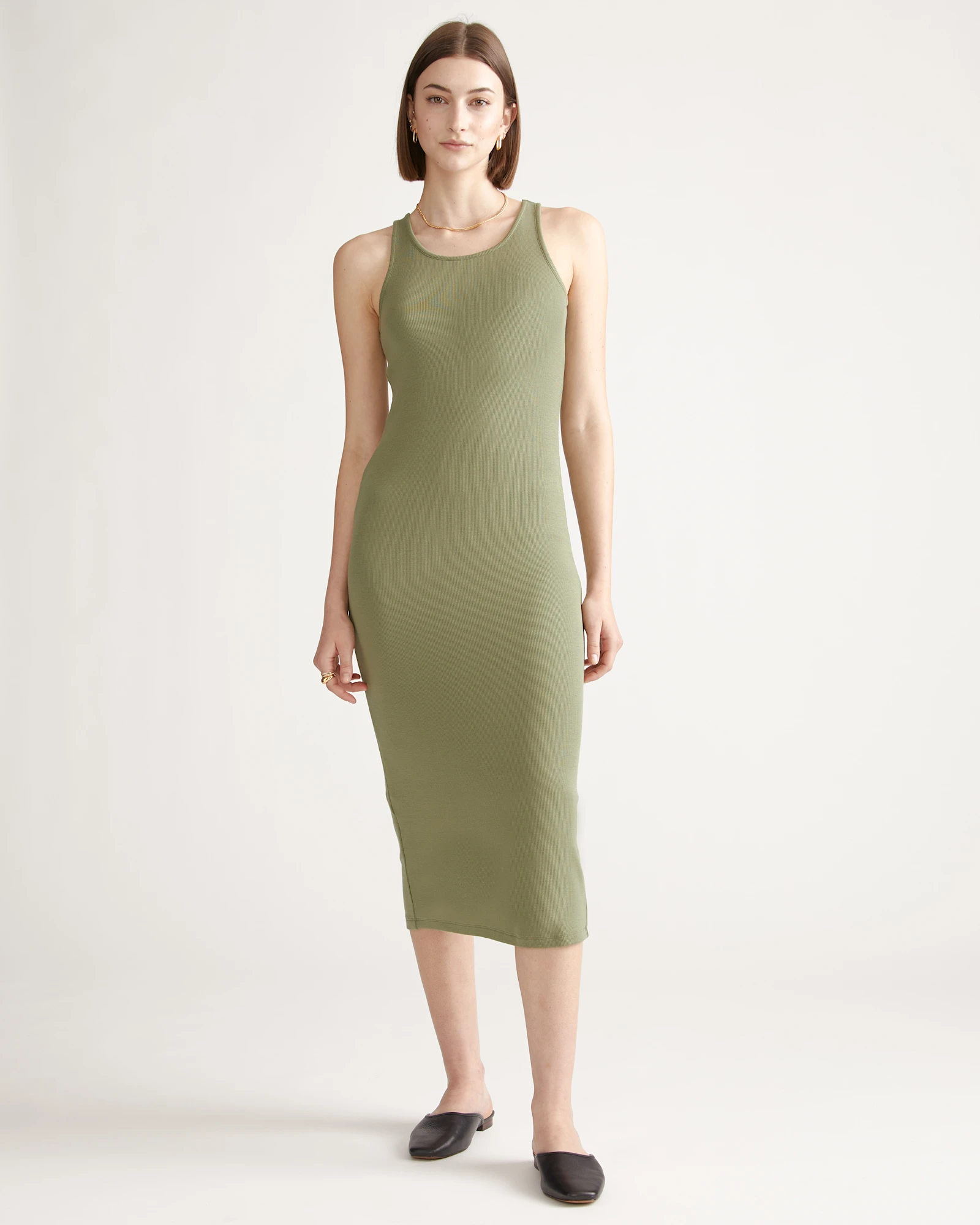 quince cotton cashmere ribbed sleeveless midi dress Women's Tencel Rib Knit Dress, Sage Green, Size XL Color Classification:Black Pre-Sale Women's Brown Fall Dresses exchange:150w Black dress Experience the ultimate comfort