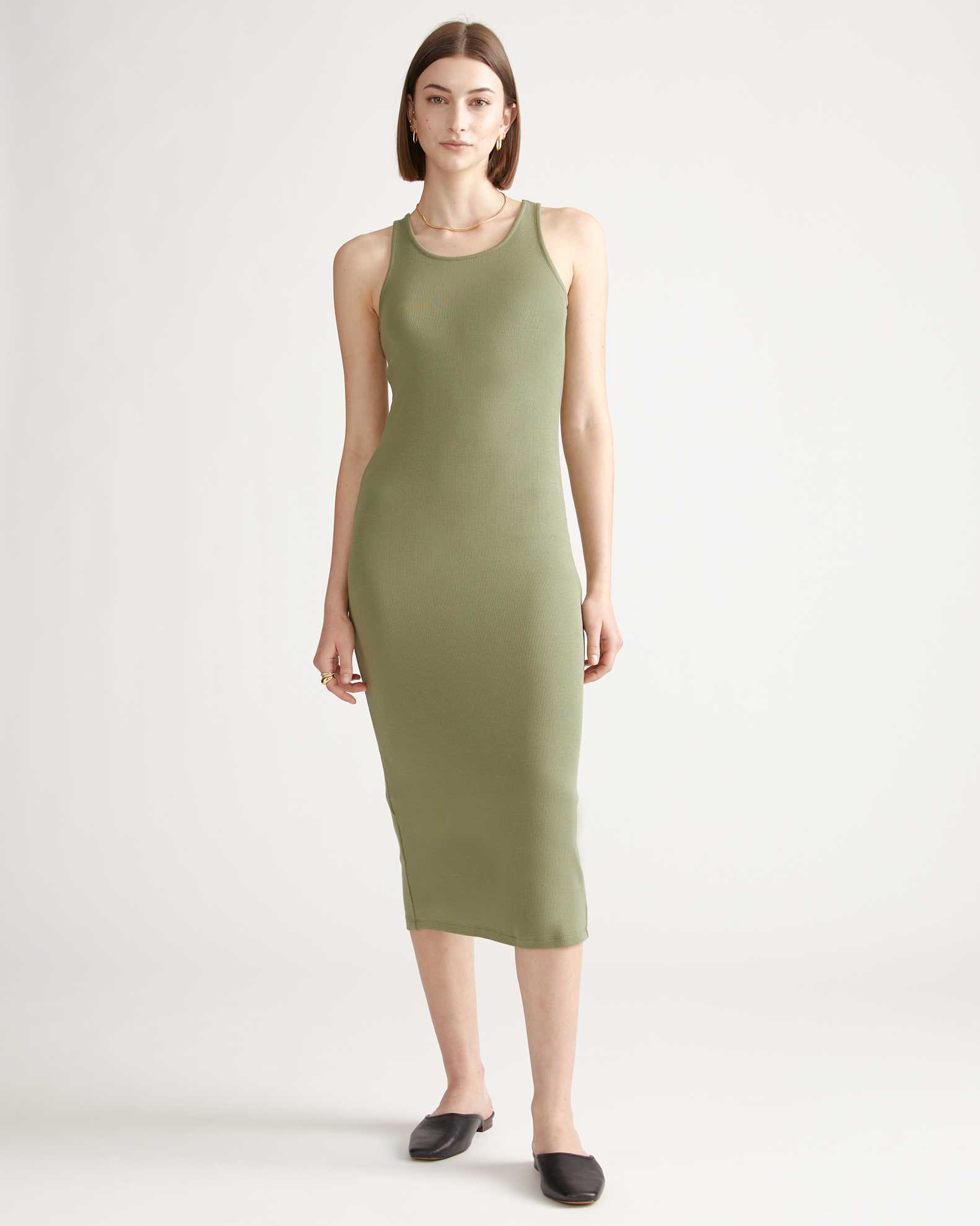 Quince Women's Tencel Rib Knit Sleeveless Midi Dress, Sage Green, Size XL - Scoop Neck, Stretchy, Soft, Breathable, Pill-Resistant & Slimming Quince Women's Tencel Rib Knit Sleeveless Midi Dress, Sage Green, Size XL - Scoop Neck, Stretchy, Soft, Breathable, Pill-Resistant & Slimming