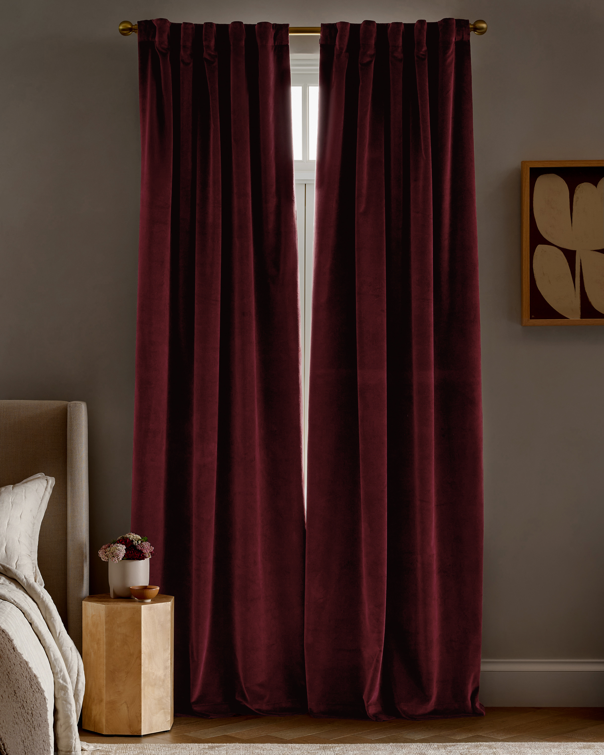 Bordeaux Cotton Velvet True Blackout Curtain