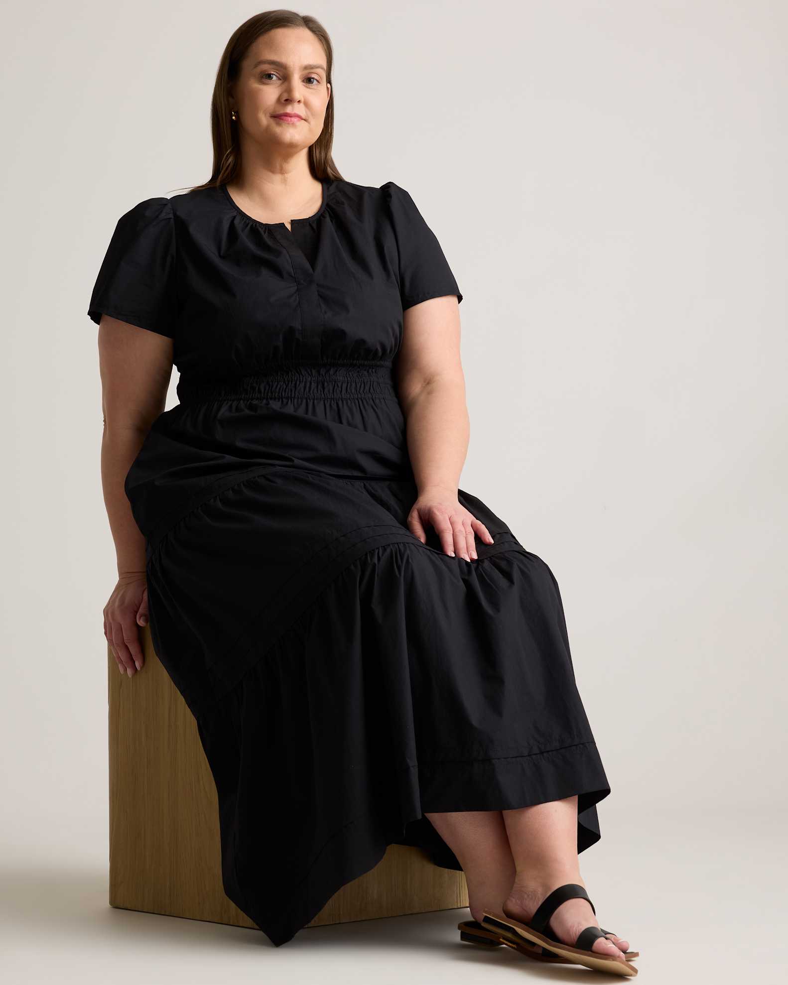 100% Organic Cotton Tiered Maxi Dress - Plus Size in Black 100% Organic Cotton Tiered Maxi Dress - Plus Size in Black