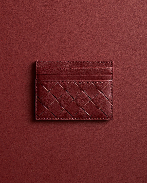 Merlot Italian Handwoven Leather Small Card Case