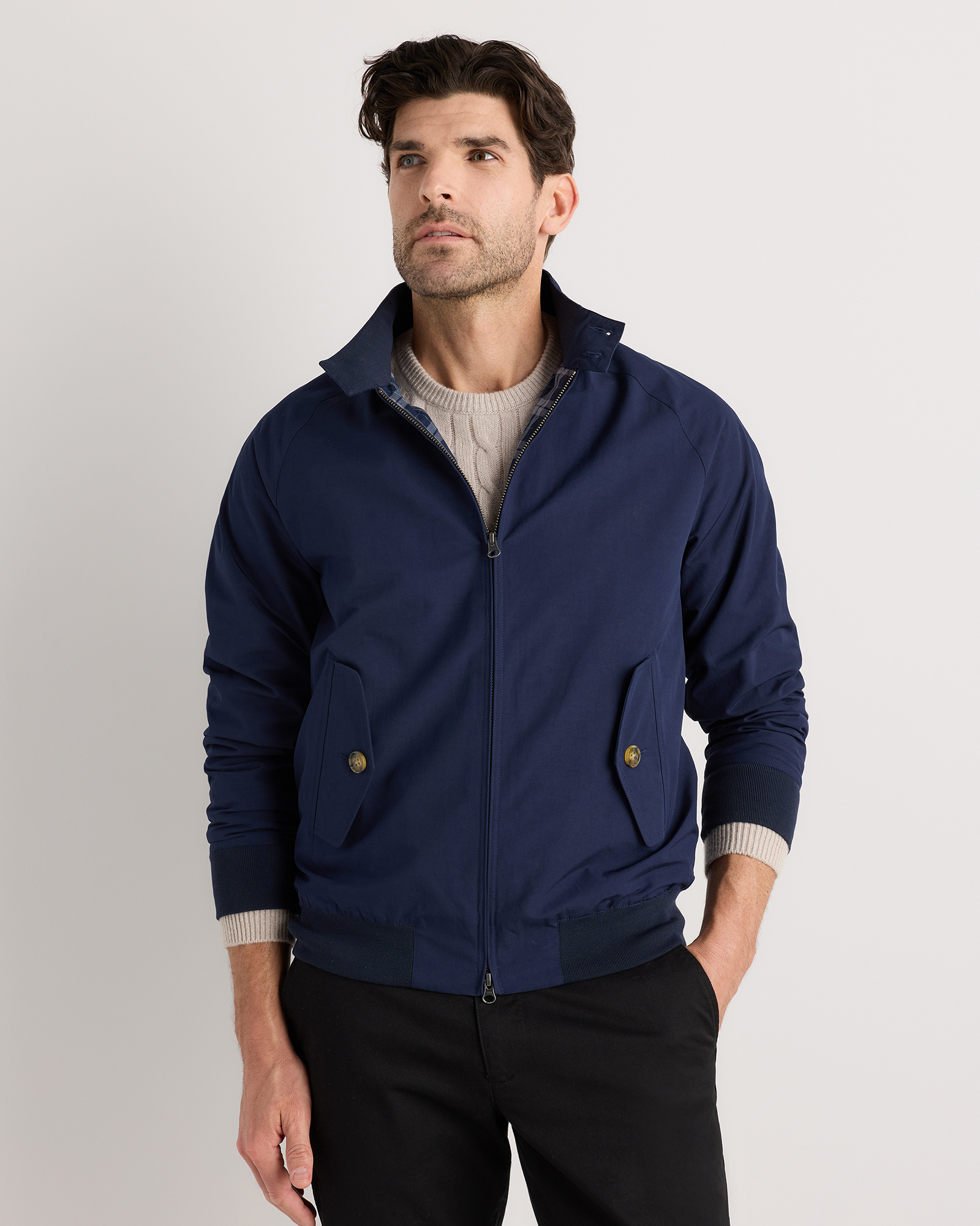 Deep Navy Heritage Water-Resistant Harrington Jacket