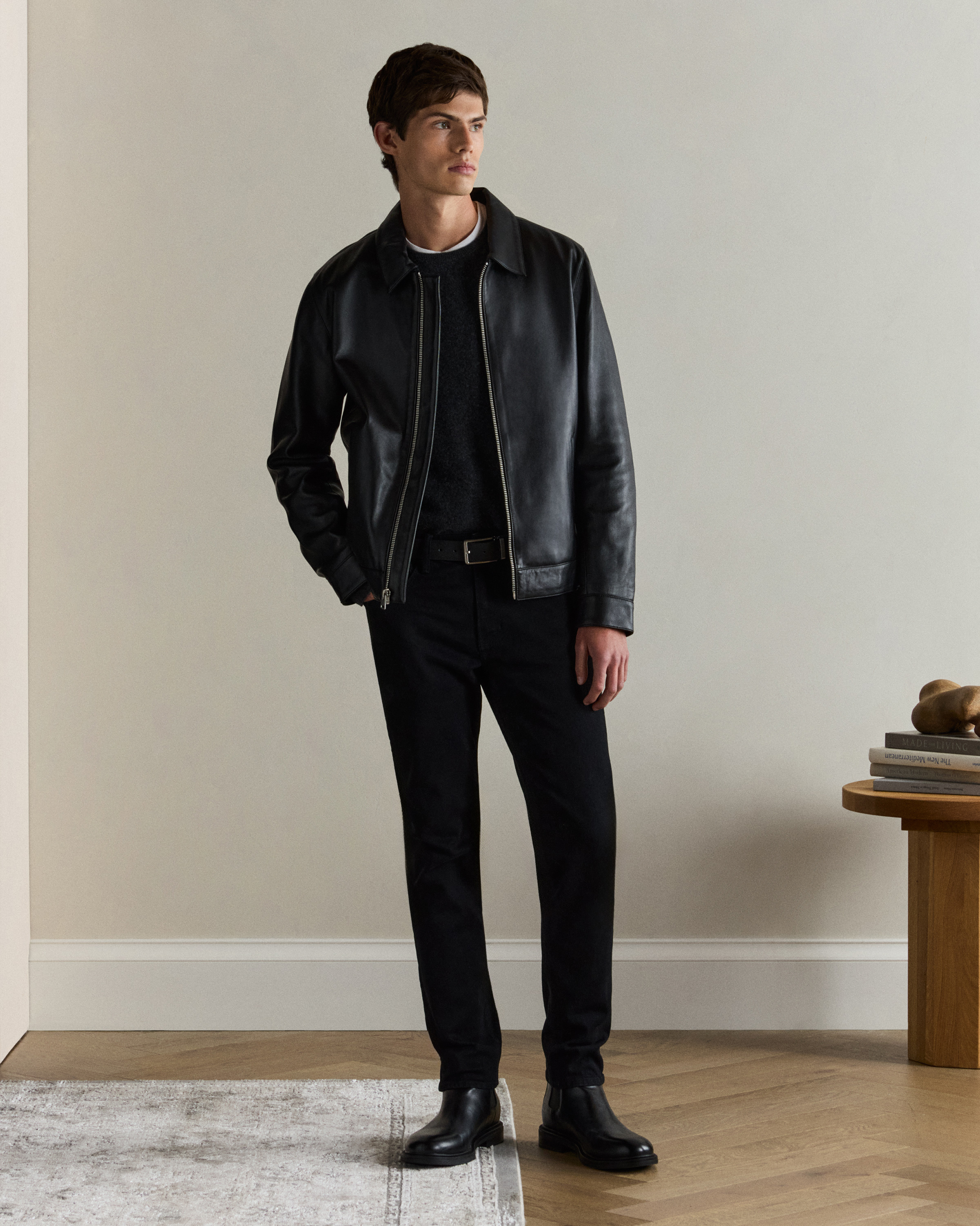 ジャケット・アウター PAIR SLOPE short leather Harrington jkt Mens Real Leather Harrington Jacket Classic Zip Box Style