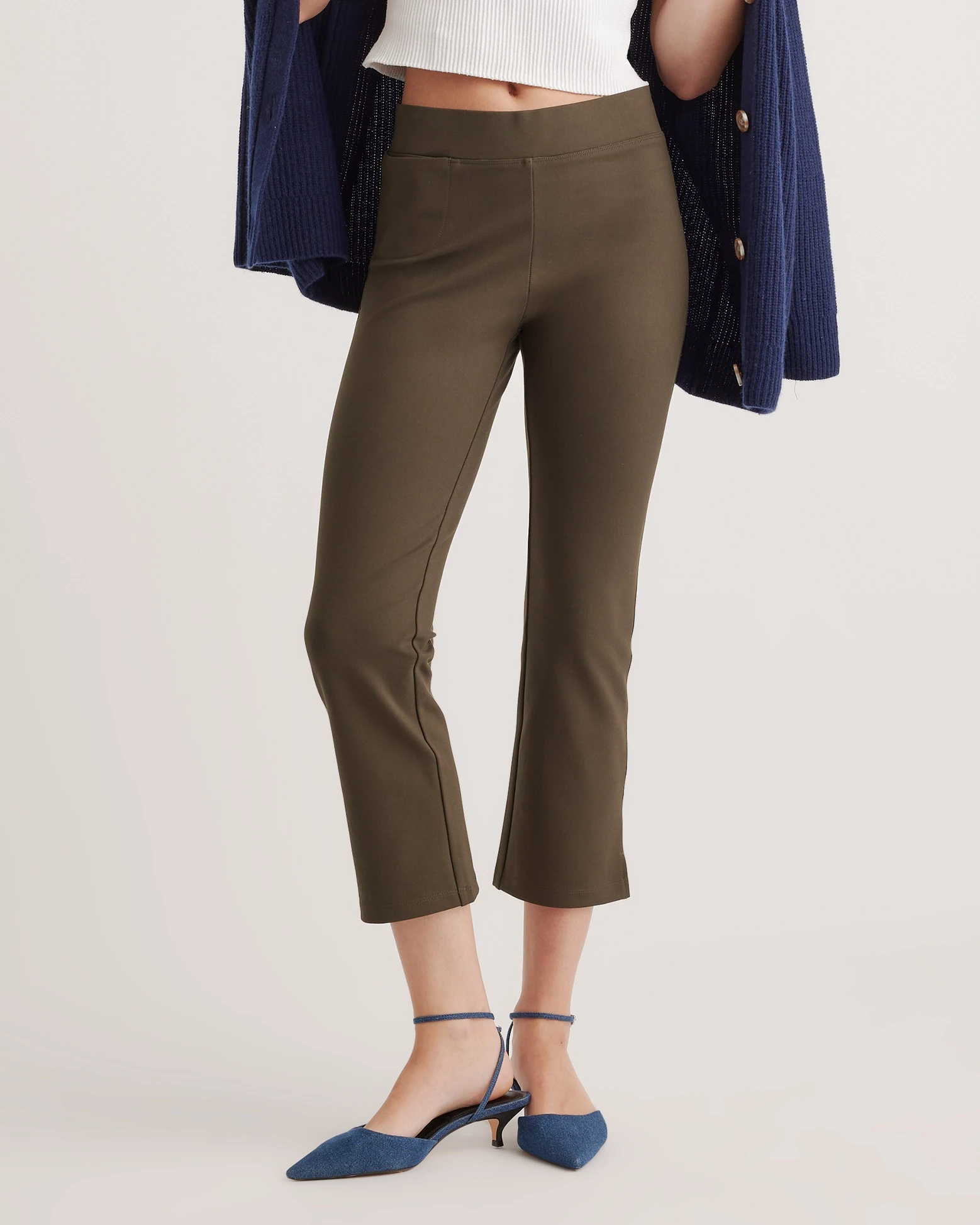 Ultra-Stretch Ponte Kick Flare Pants in Black