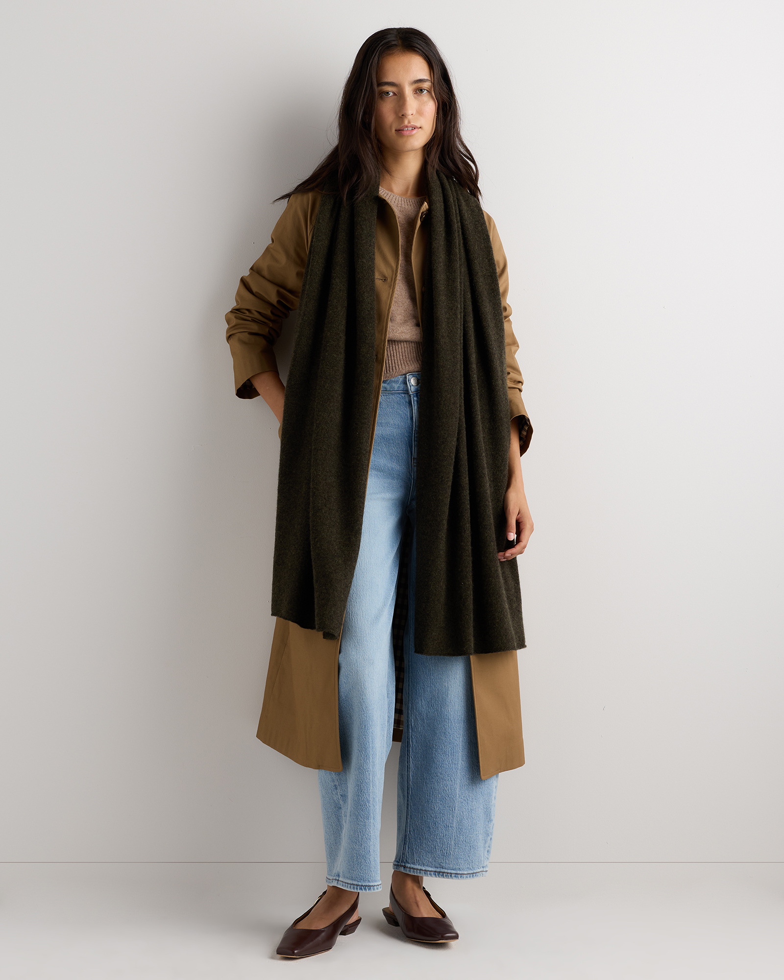 Olive Twist Mongolian Cashmere Wrap