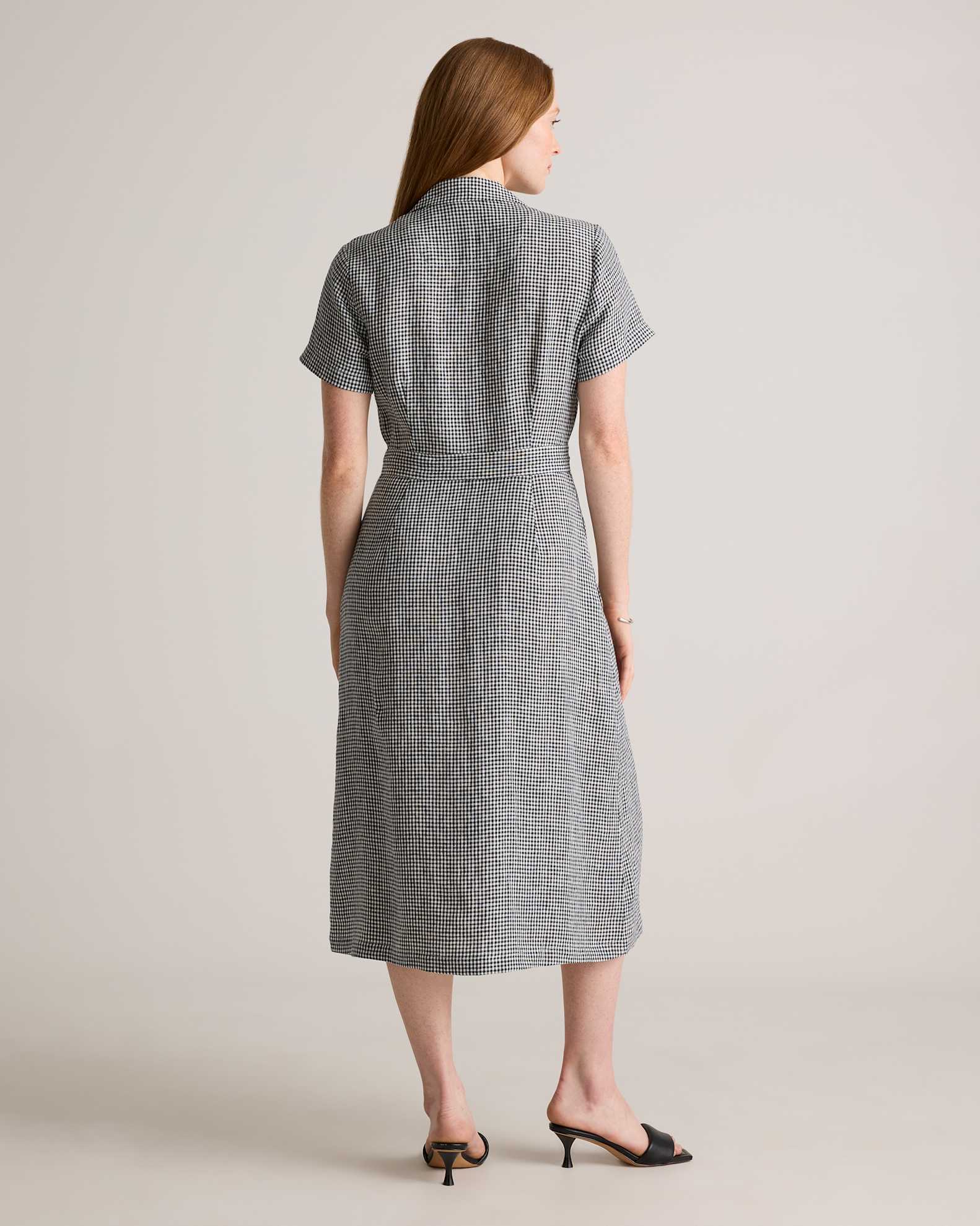 Women's 100% European Linen Button Front Dress in Classic Mini Gingham, Size XL by Quince Women's 100% European Linen Button Front Dress in Classic Mini Gingham, Size XL by Quince