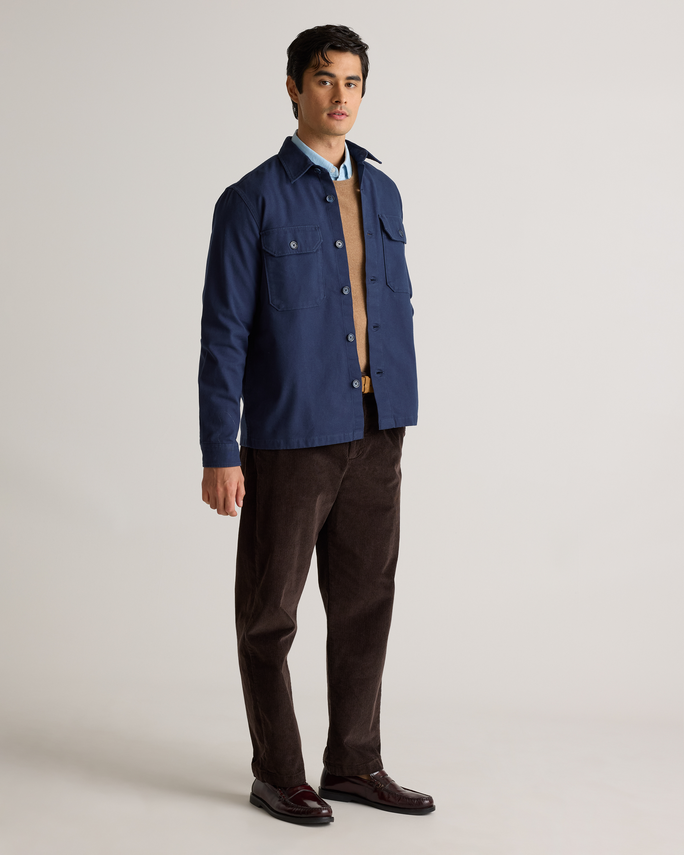 Double-brushed Stretch Overshirt Jacket in Navy