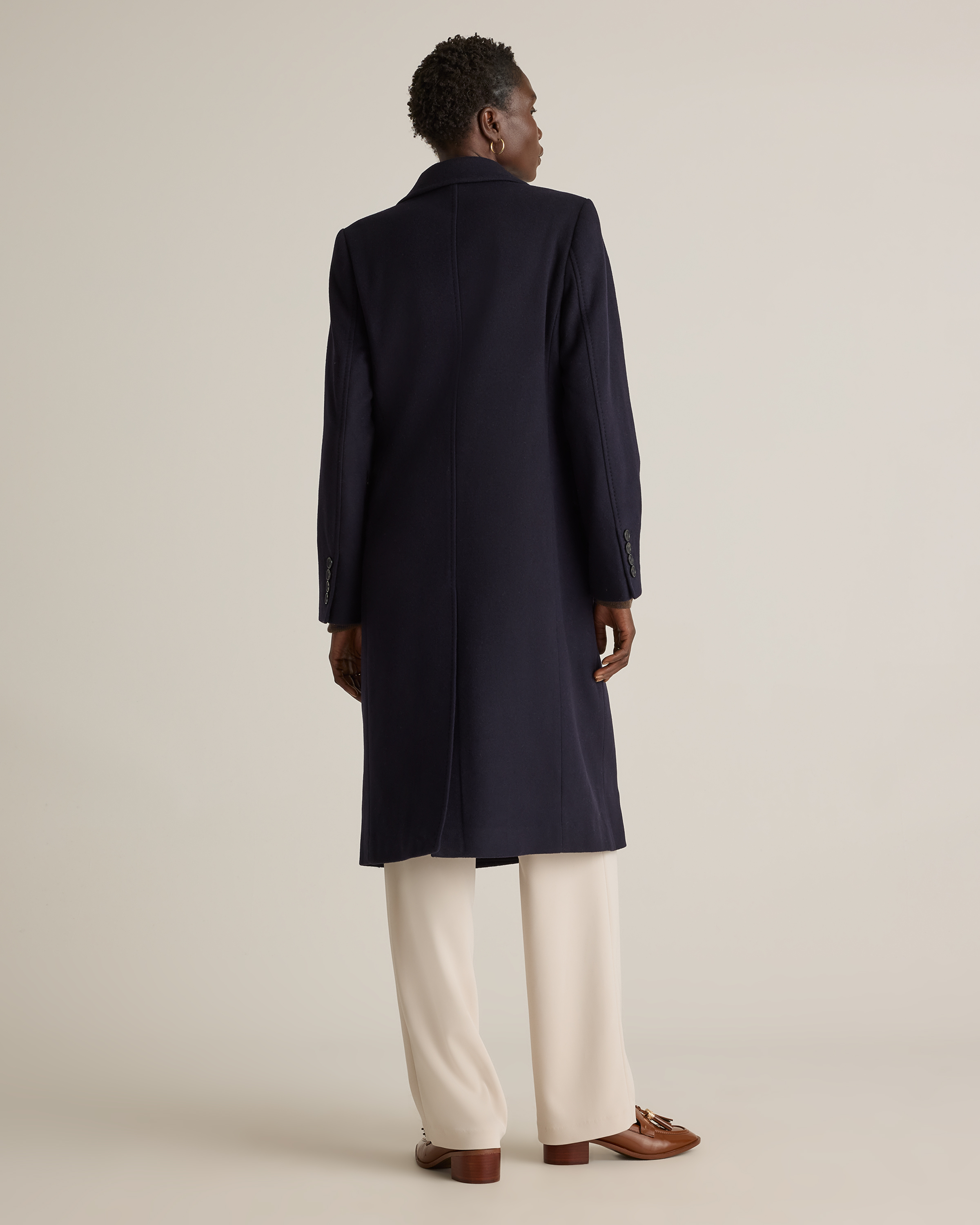 Italian Wool Double-Breasted Coat in Cadet Blue