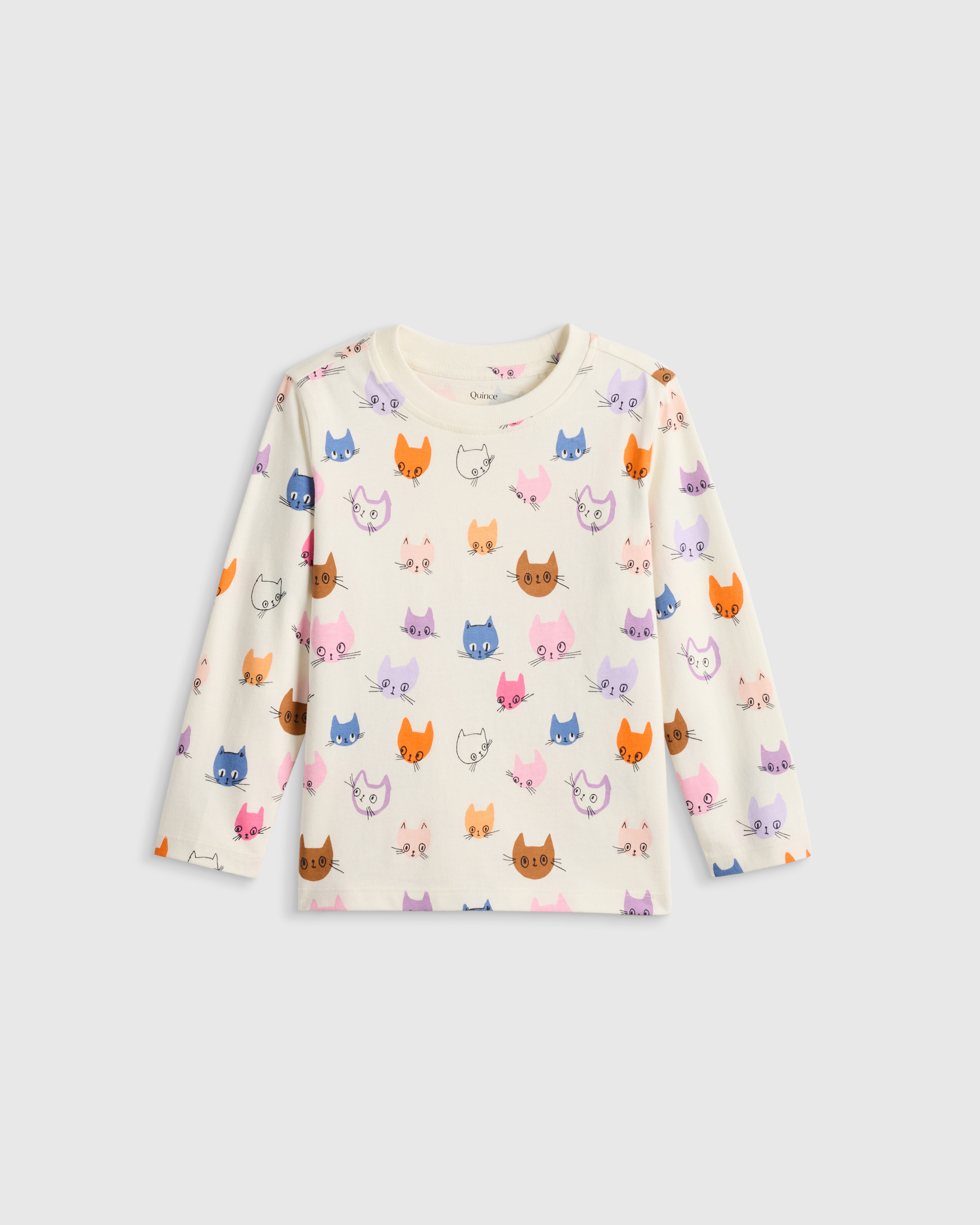 Colorful Cat Faces T-shirt à manches longues en jersey 100 % coton biologique 