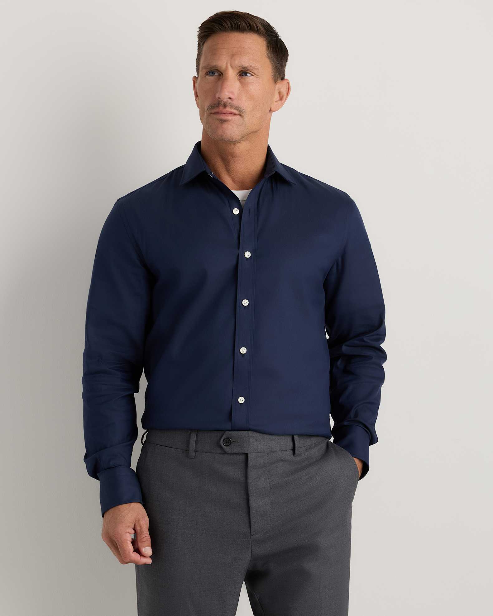 dark blue mens dress shirt Men's Slim Fit Blue Dress Shirt Size N1