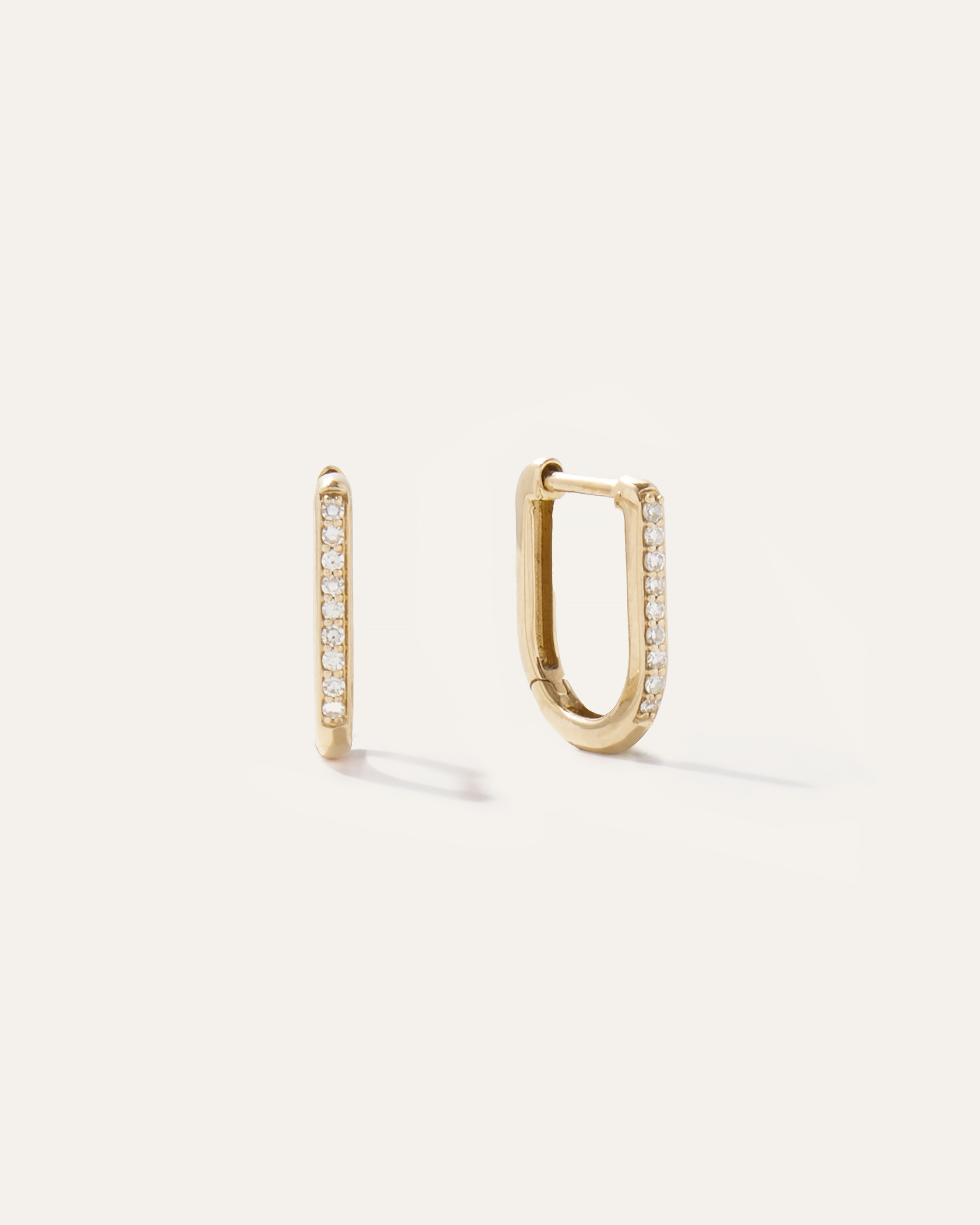 Yellow Gold 14K Gold Diamond Pave U Huggie Hoops